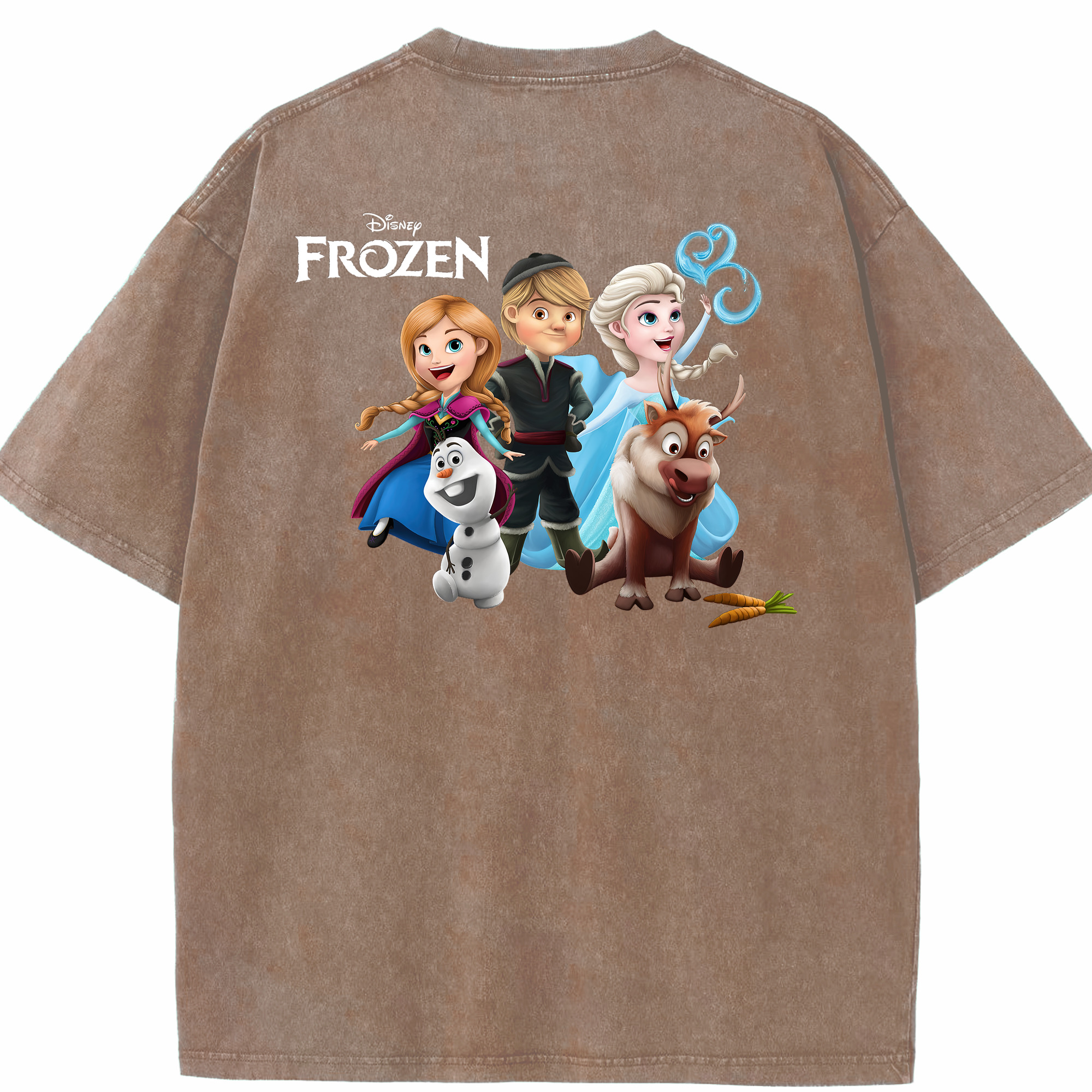（画像用） アナと雪の女王 アンナ エルサ Frozen Anna Elsa 綿100% ヴィンテージ風 半袖Tシャツ（背面プリント）