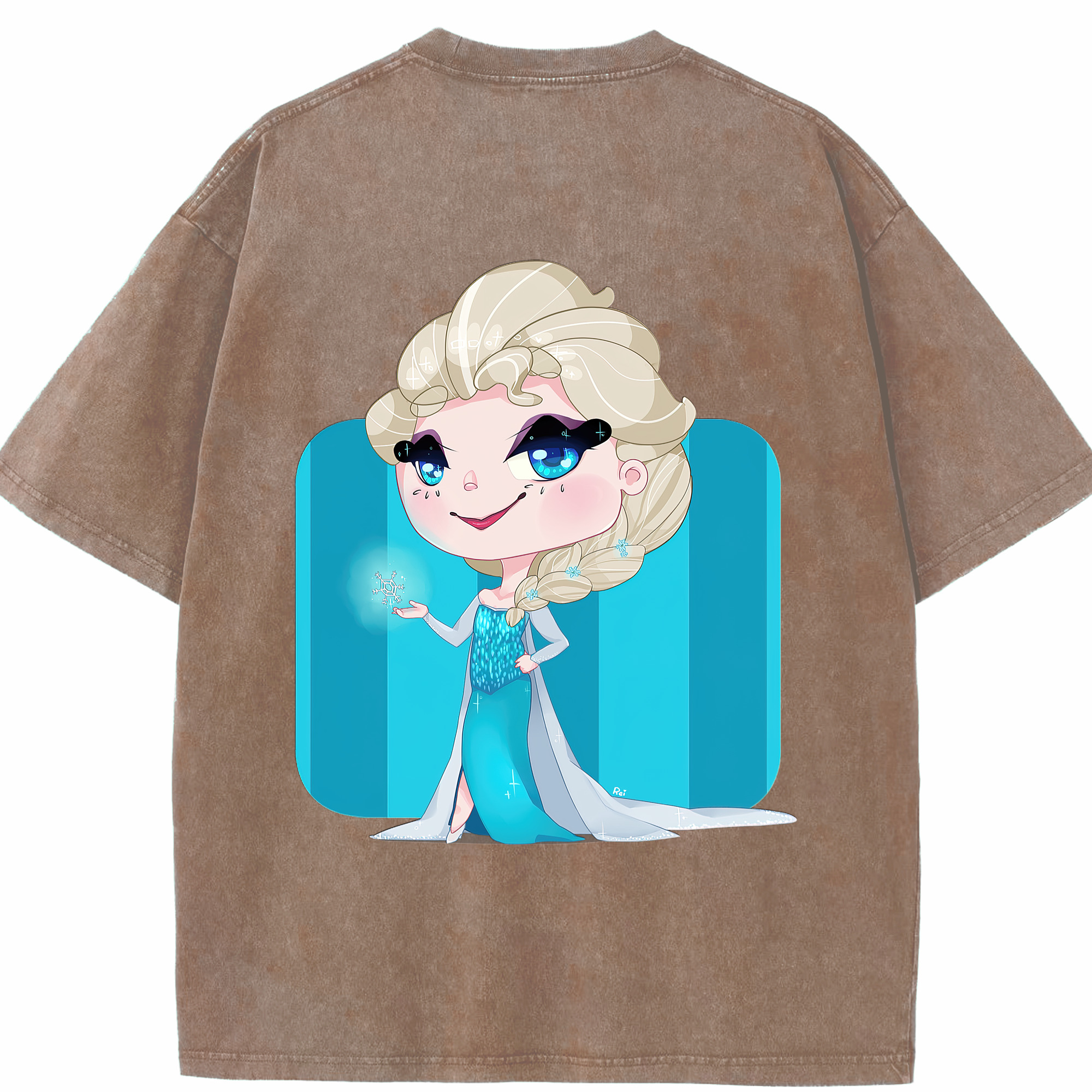 （画像用） アナと雪の女王 アンナ エルサ Frozen Anna Elsa 綿100% ヴィンテージ風 半袖Tシャツ（背面プリント）
