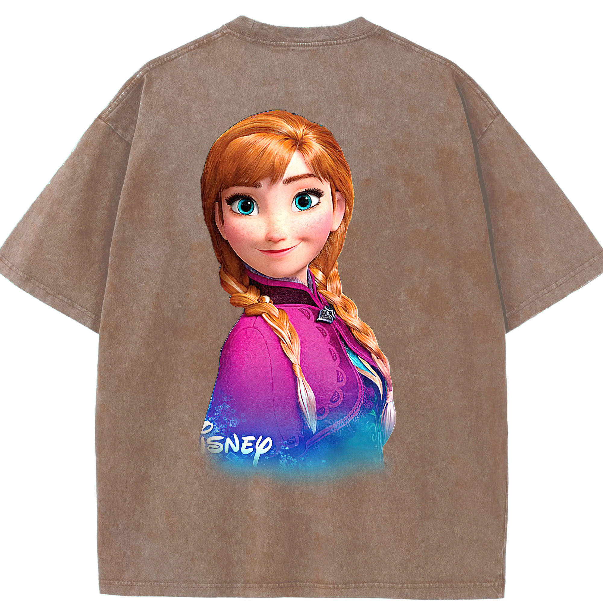 （画像用） アナと雪の女王 アンナ エルサ Frozen Anna Elsa 綿100% ヴィンテージ風 半袖Tシャツ（背面プリント）
