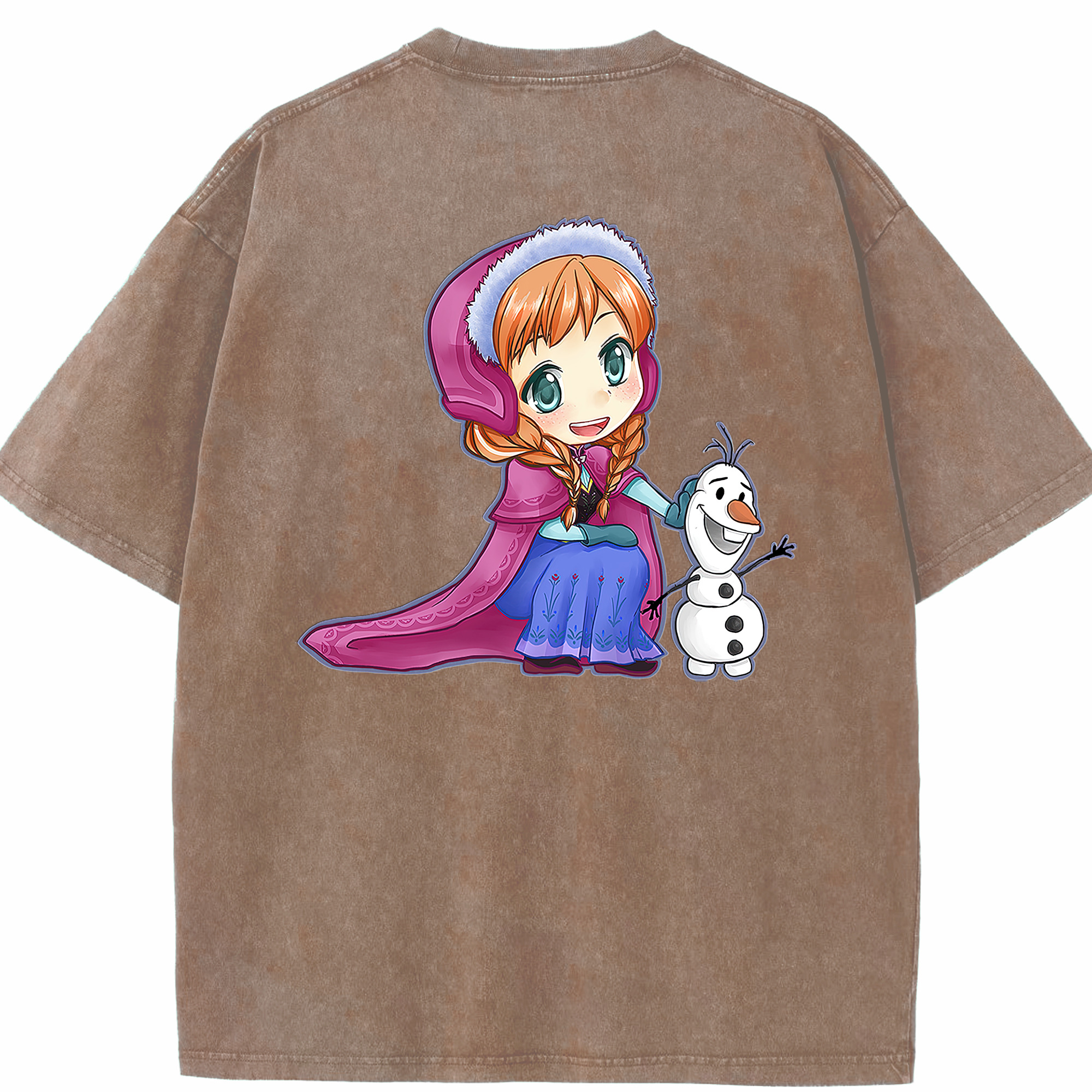 （画像用） アナと雪の女王 アンナ エルサ Frozen Anna Elsa 綿100% ヴィンテージ風 半袖Tシャツ（背面プリント）