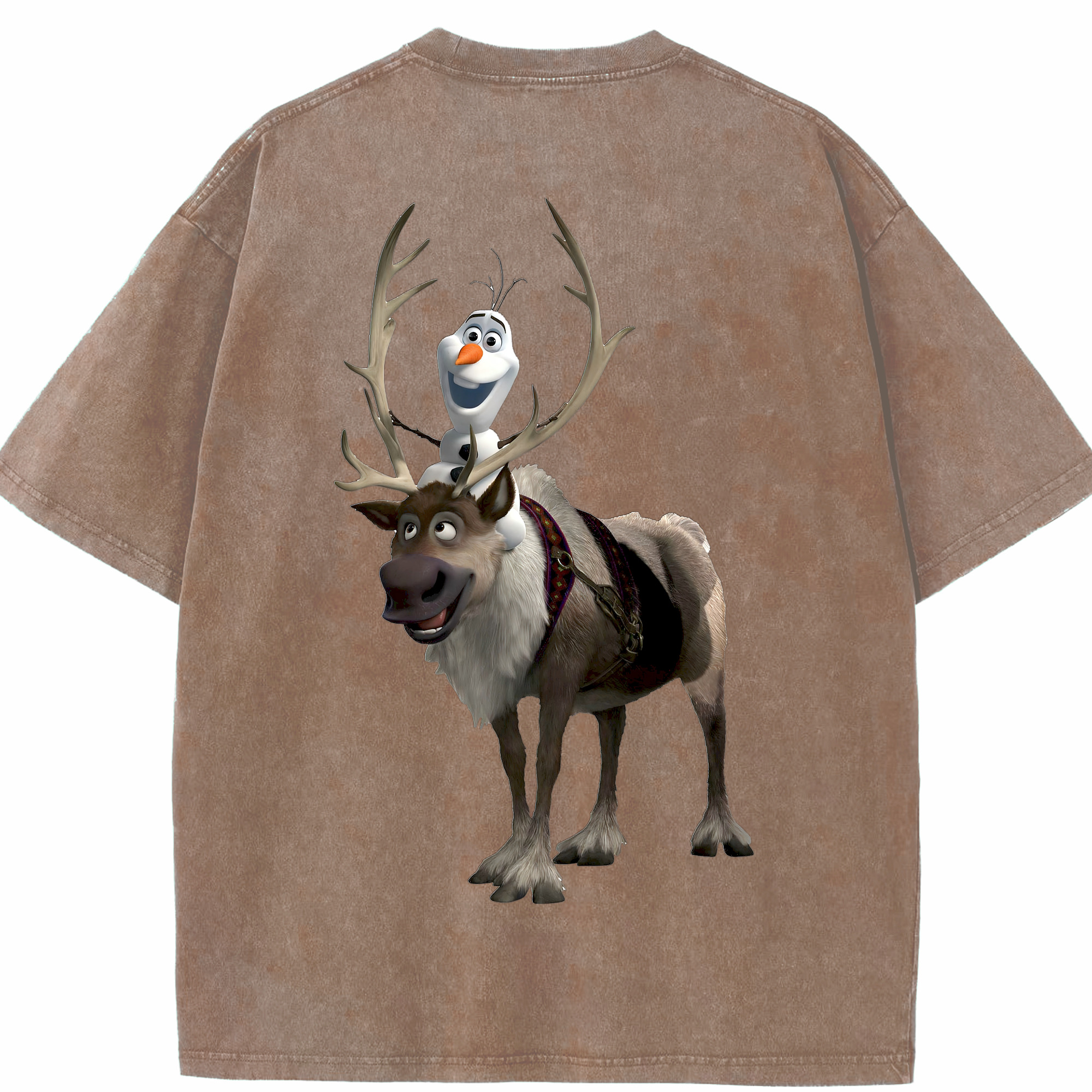 （画像用） アナと雪の女王 アンナ エルサ Frozen Anna Elsa 綿100% ヴィンテージ風 半袖Tシャツ（背面プリント）