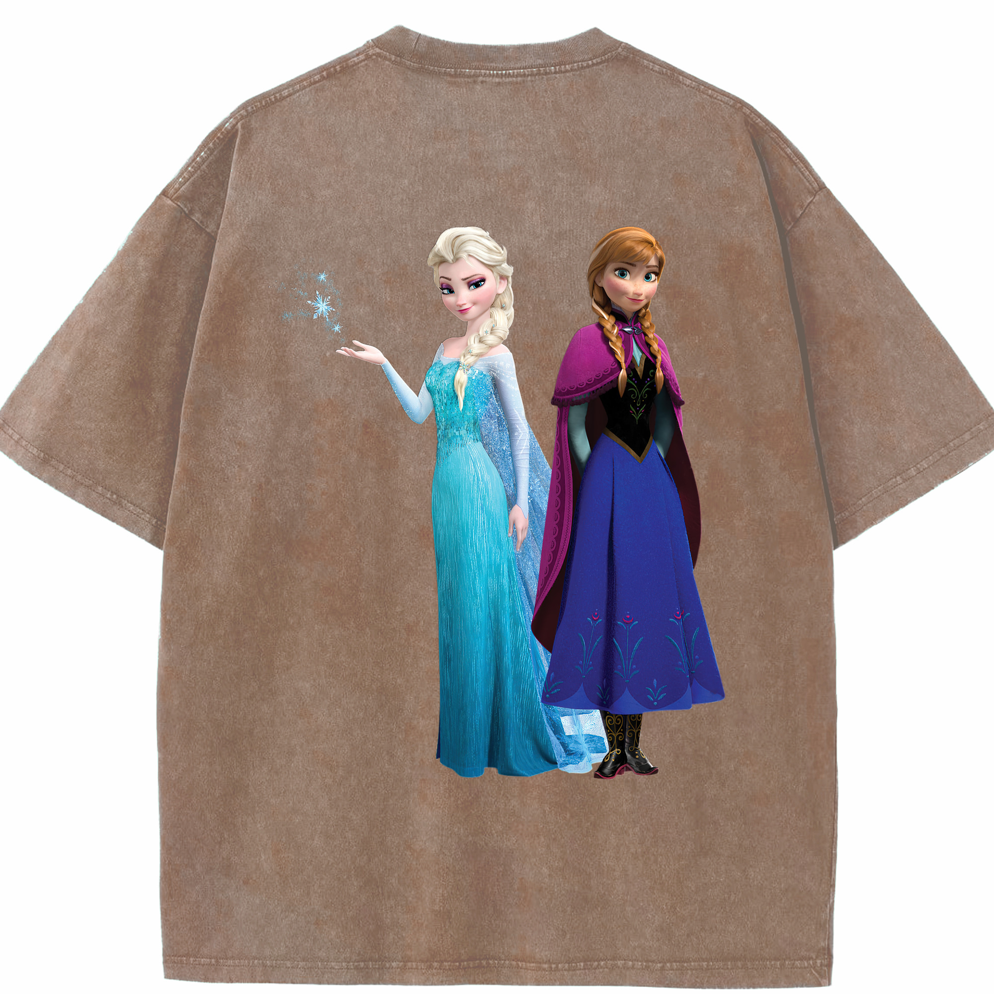（画像用） アナと雪の女王 アンナ エルサ Frozen Anna Elsa 綿100% ヴィンテージ風 半袖Tシャツ（背面プリント）