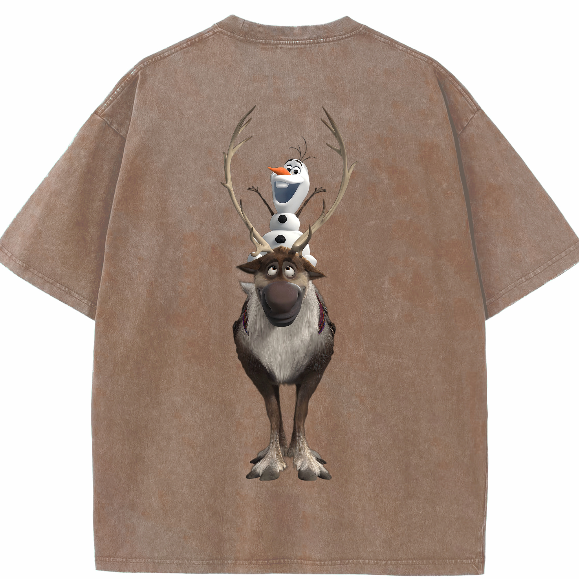 （画像用） アナと雪の女王 アンナ エルサ Frozen Anna Elsa 綿100% ヴィンテージ風 半袖Tシャツ（背面プリント）