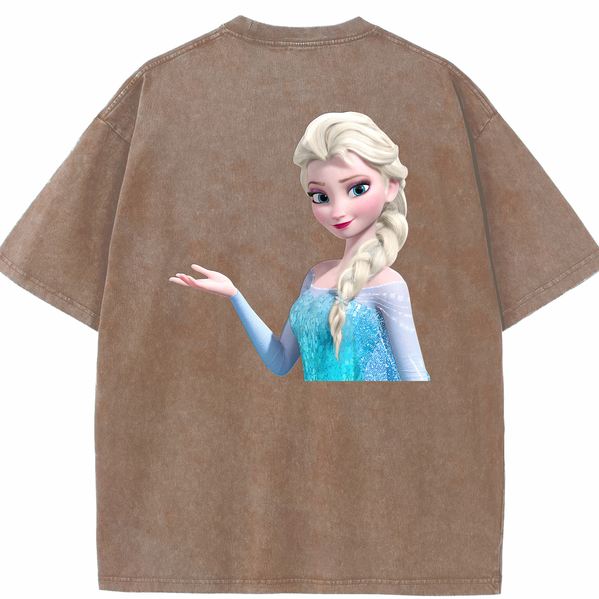 （画像用） アナと雪の女王 アンナ エルサ Frozen Anna Elsa 綿100% ヴィンテージ風 半袖Tシャツ（背面プリント）