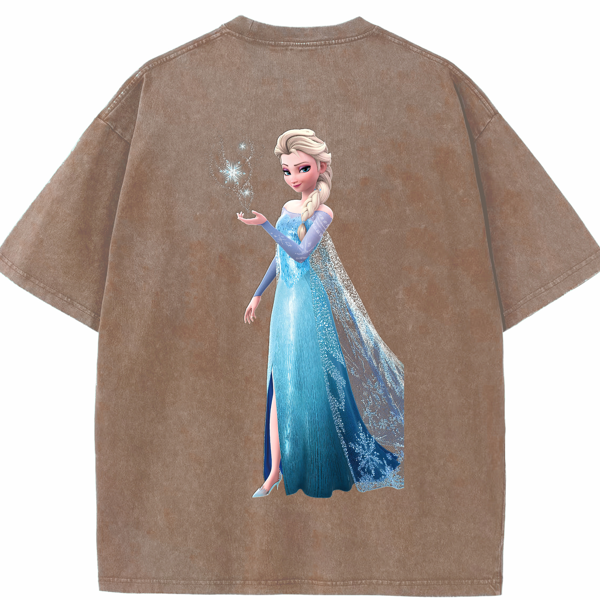 （画像用） アナと雪の女王 アンナ エルサ Frozen Anna Elsa 綿100% ヴィンテージ風 半袖Tシャツ（背面プリント）