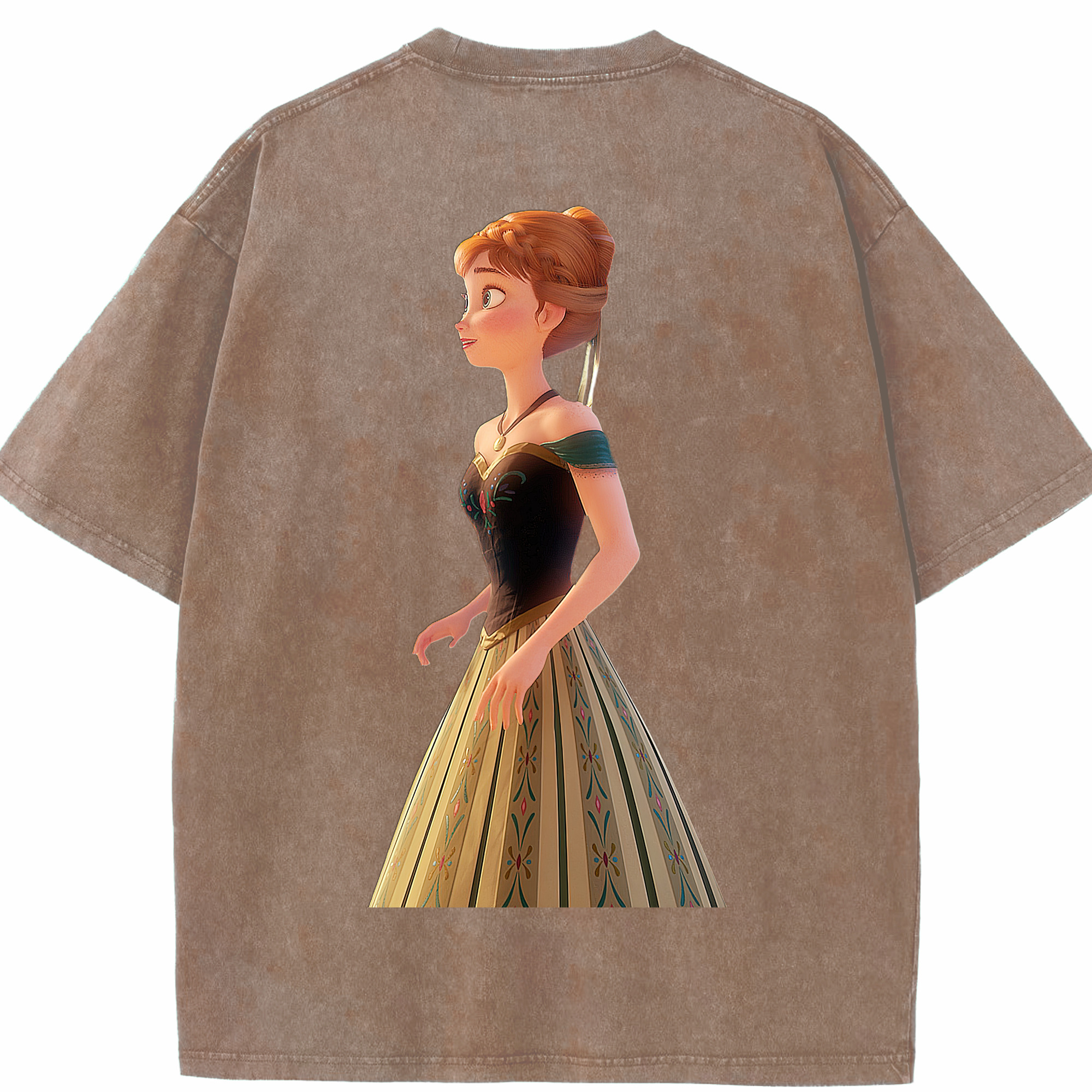 （画像用） アナと雪の女王 アンナ エルサ Frozen Anna Elsa 綿100% ヴィンテージ風 半袖Tシャツ（背面プリント）