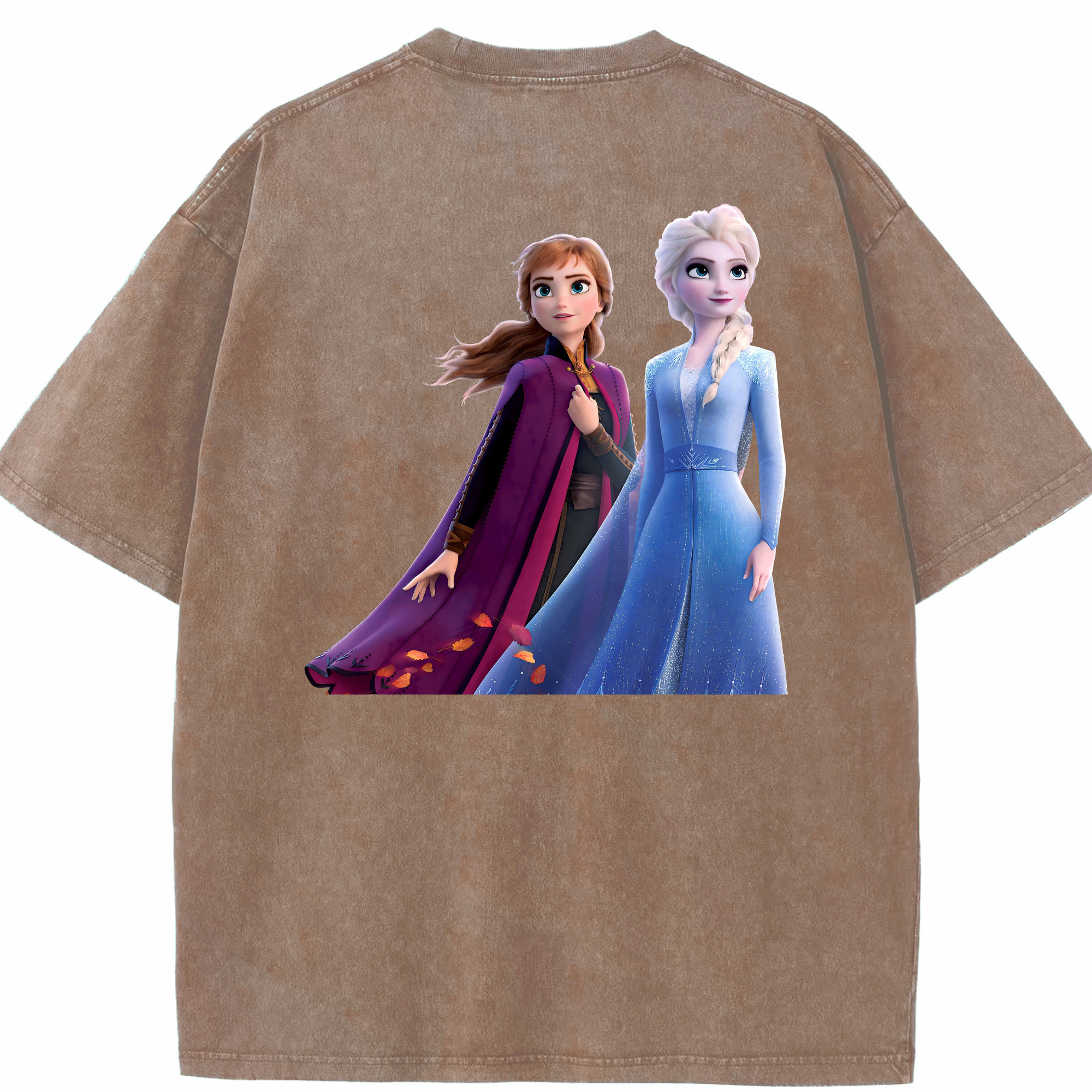 （画像用） アナと雪の女王 アンナ エルサ Frozen Anna Elsa 綿100% ヴィンテージ風 半袖Tシャツ（背面プリント）