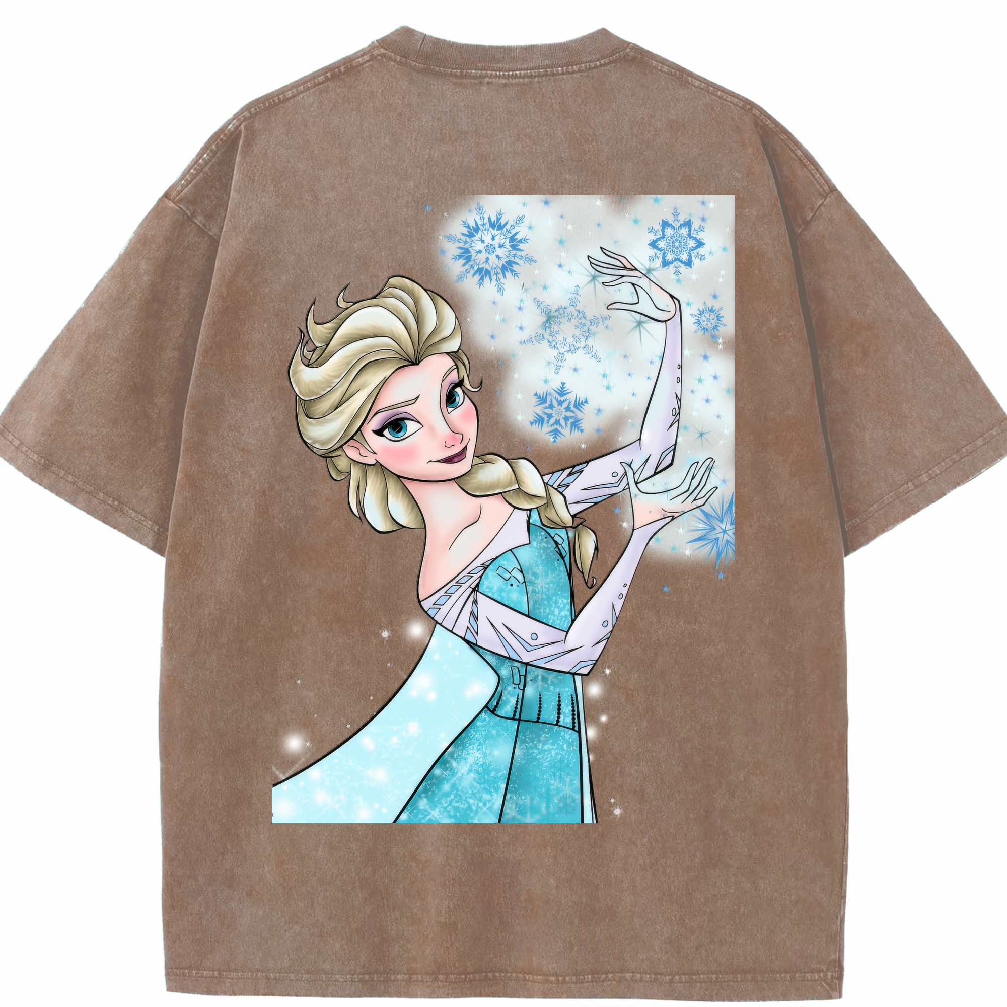 （画像用） アナと雪の女王 アンナ エルサ Frozen Anna Elsa 綿100% ヴィンテージ風 半袖Tシャツ（背面プリント）
