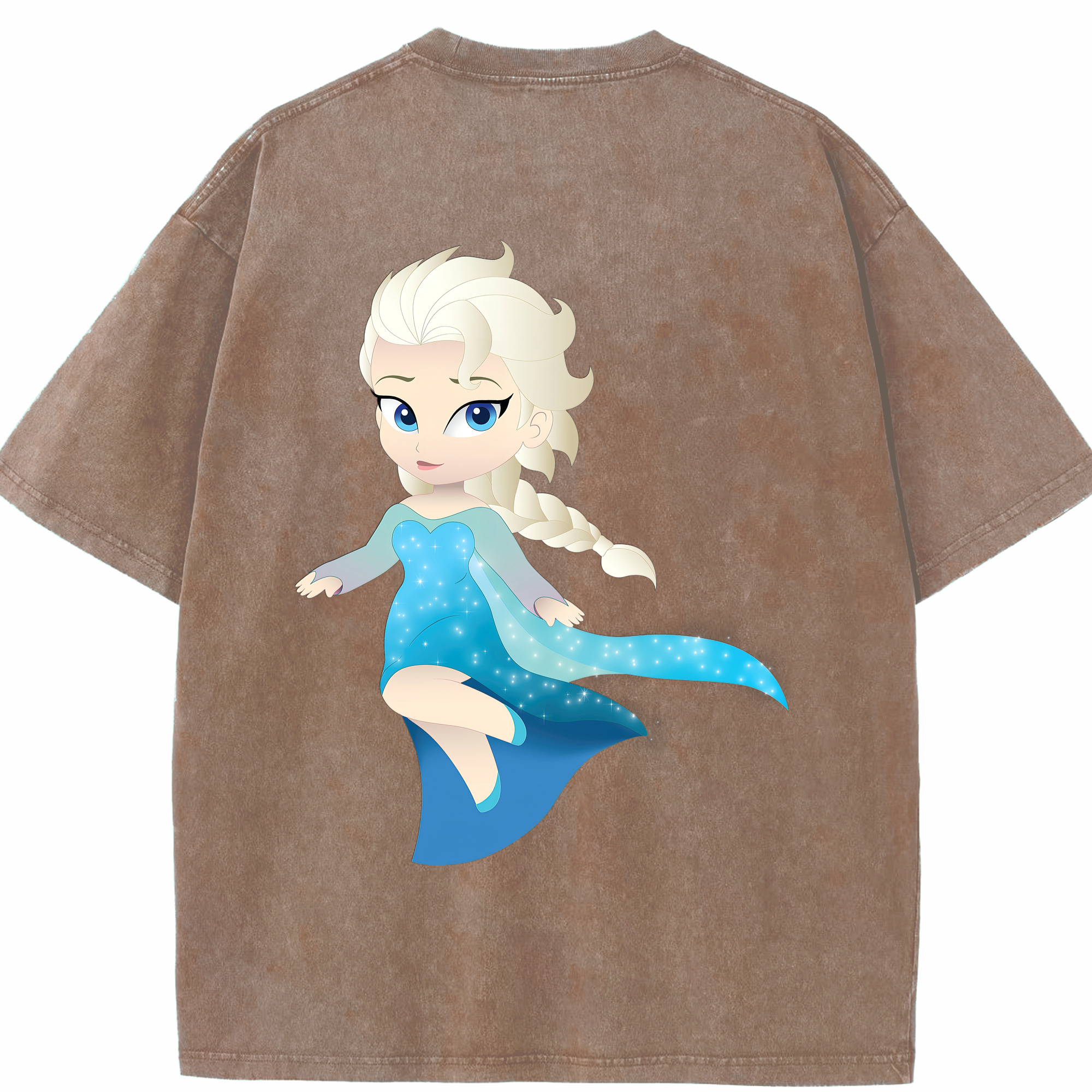 （画像用） アナと雪の女王 アンナ エルサ Frozen Anna Elsa 綿100% ヴィンテージ風 半袖Tシャツ（背面プリント）