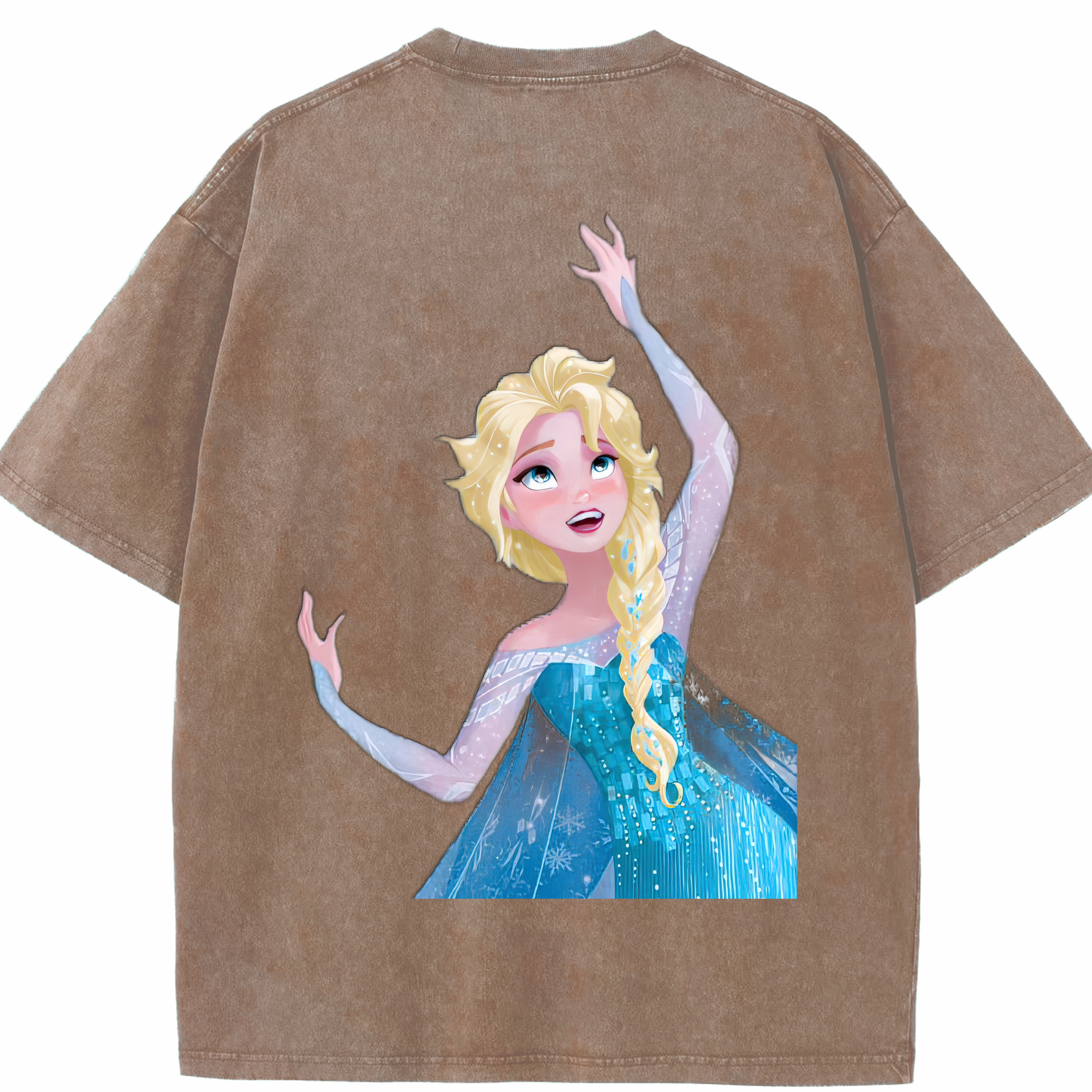 （画像用） アナと雪の女王 アンナ エルサ Frozen Anna Elsa 綿100% ヴィンテージ風 半袖Tシャツ（背面プリント）
