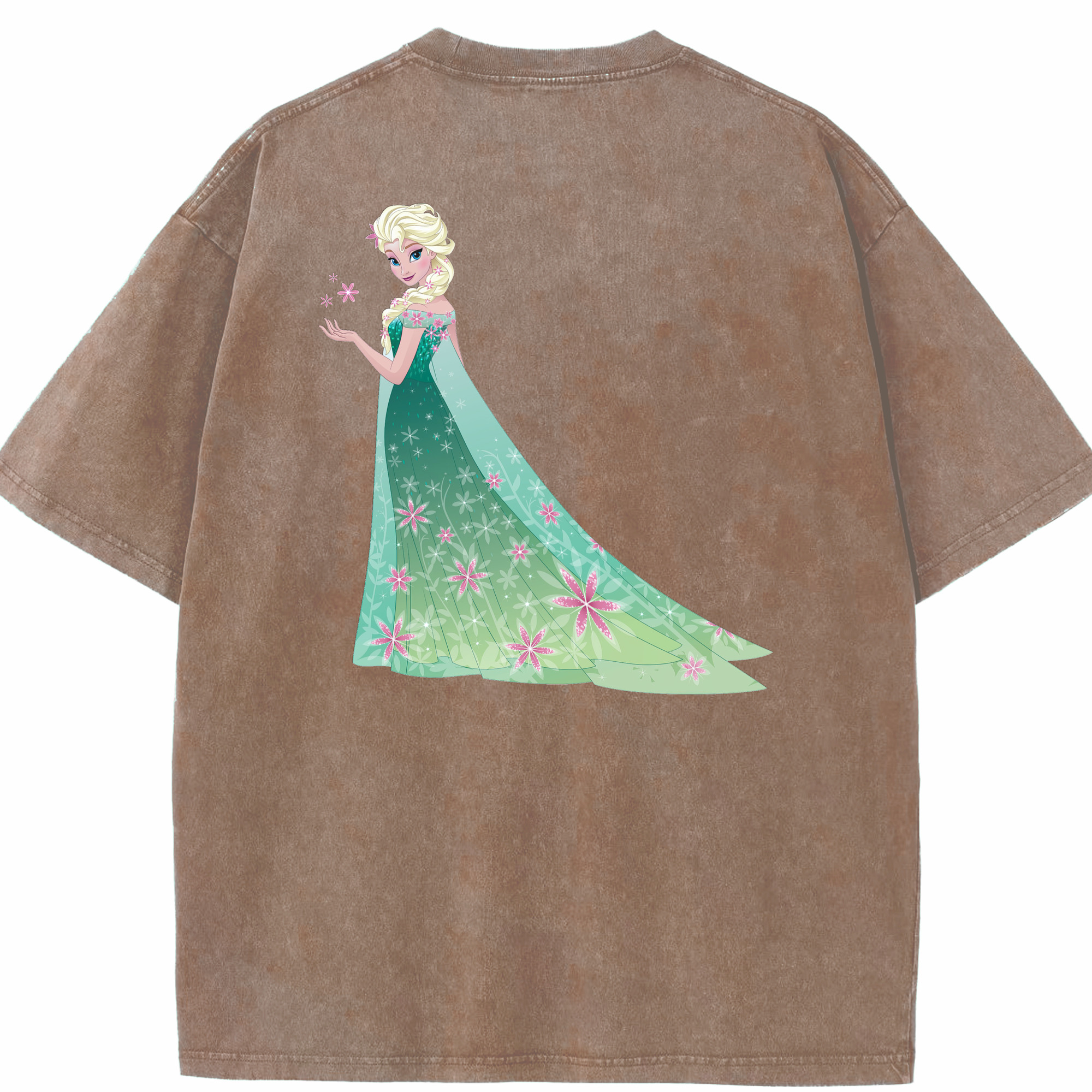 （画像用） アナと雪の女王 アンナ エルサ Frozen Anna Elsa 綿100% ヴィンテージ風 半袖Tシャツ（背面プリント）
