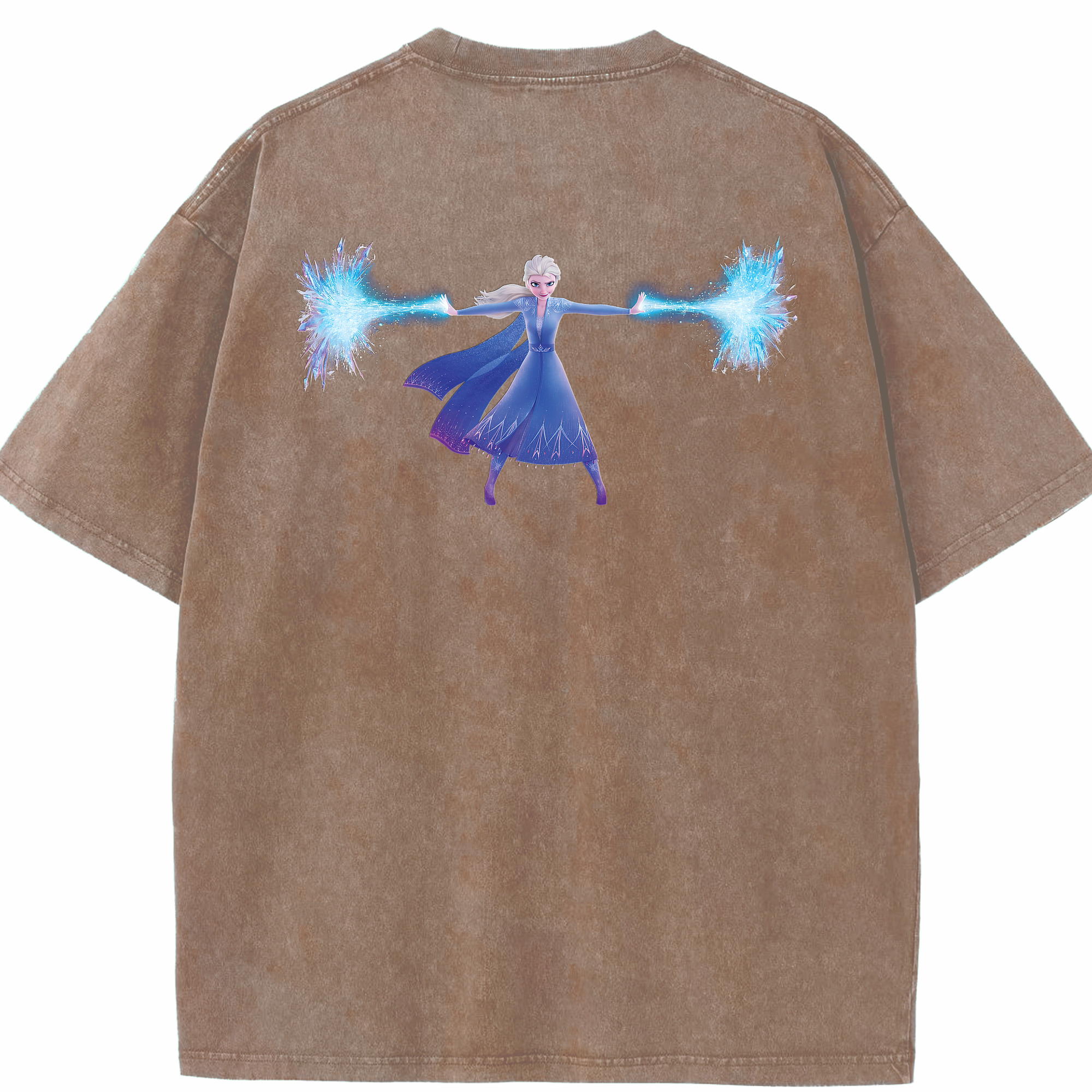 （画像用） アナと雪の女王 アンナ エルサ Frozen Anna Elsa 綿100% ヴィンテージ風 半袖Tシャツ（背面プリント）