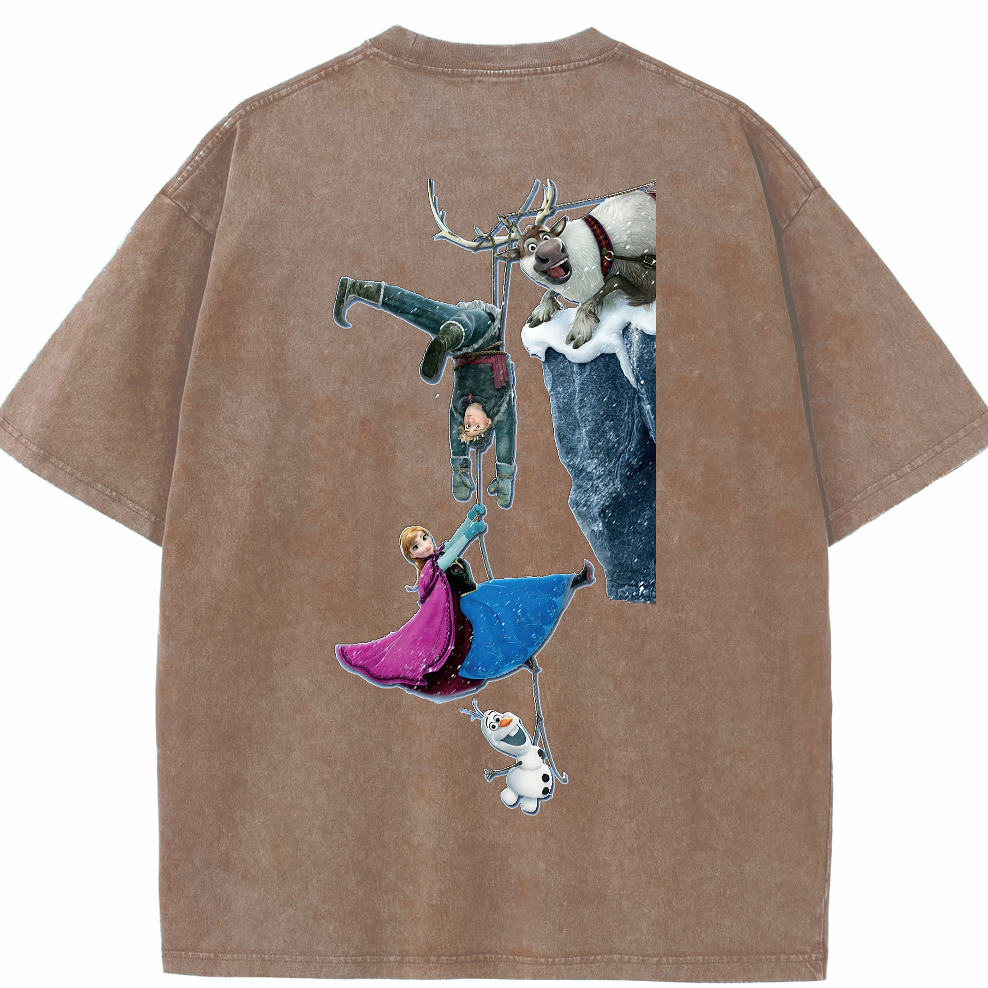 （画像用） アナと雪の女王 アンナ エルサ Frozen Anna Elsa 綿100% ヴィンテージ風 半袖Tシャツ（背面プリント）