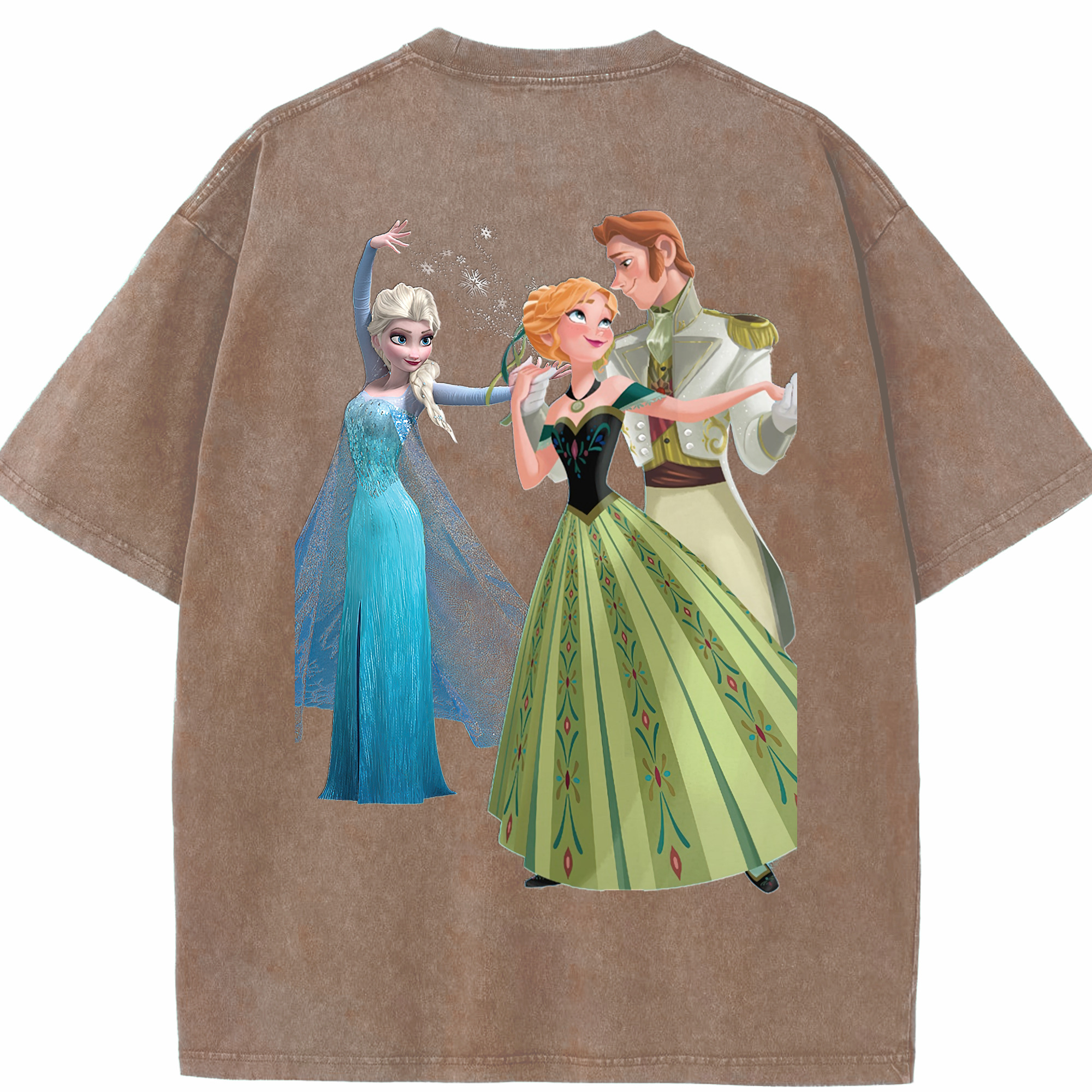 （画像用） アナと雪の女王 アンナ エルサ Frozen Anna Elsa 綿100% ヴィンテージ風 半袖Tシャツ（背面プリント）