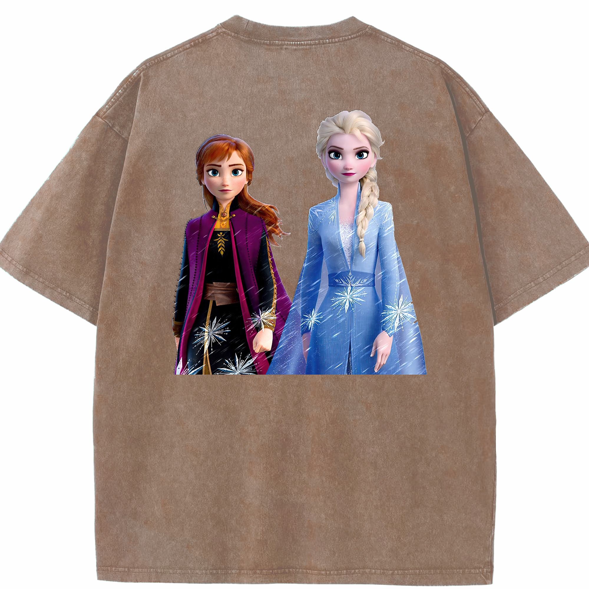 （画像用） アナと雪の女王 アンナ エルサ Frozen Anna Elsa 綿100% ヴィンテージ風 半袖Tシャツ（背面プリント）