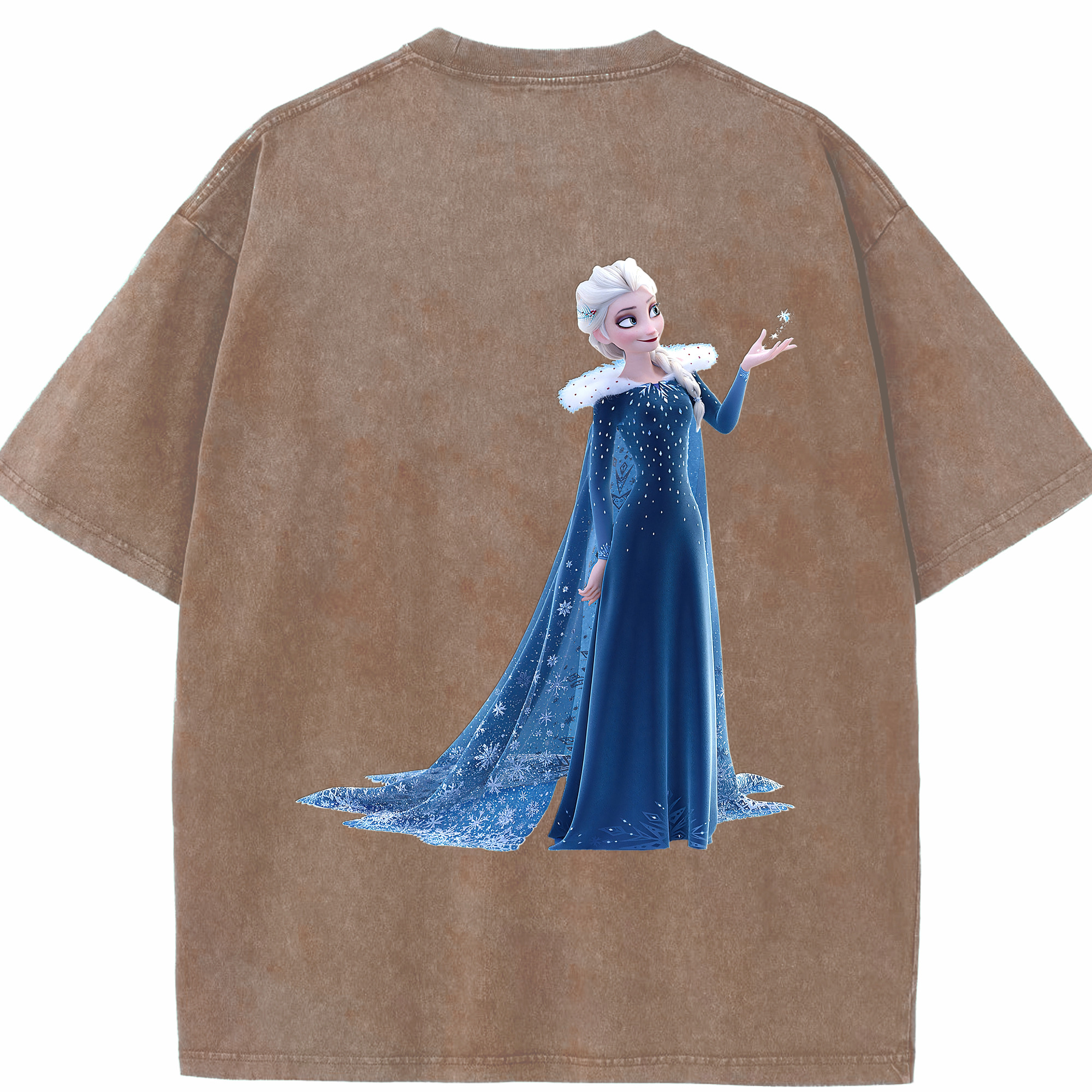 （画像用） アナと雪の女王 アンナ エルサ Frozen Anna Elsa 綿100% ヴィンテージ風 半袖Tシャツ（背面プリント）