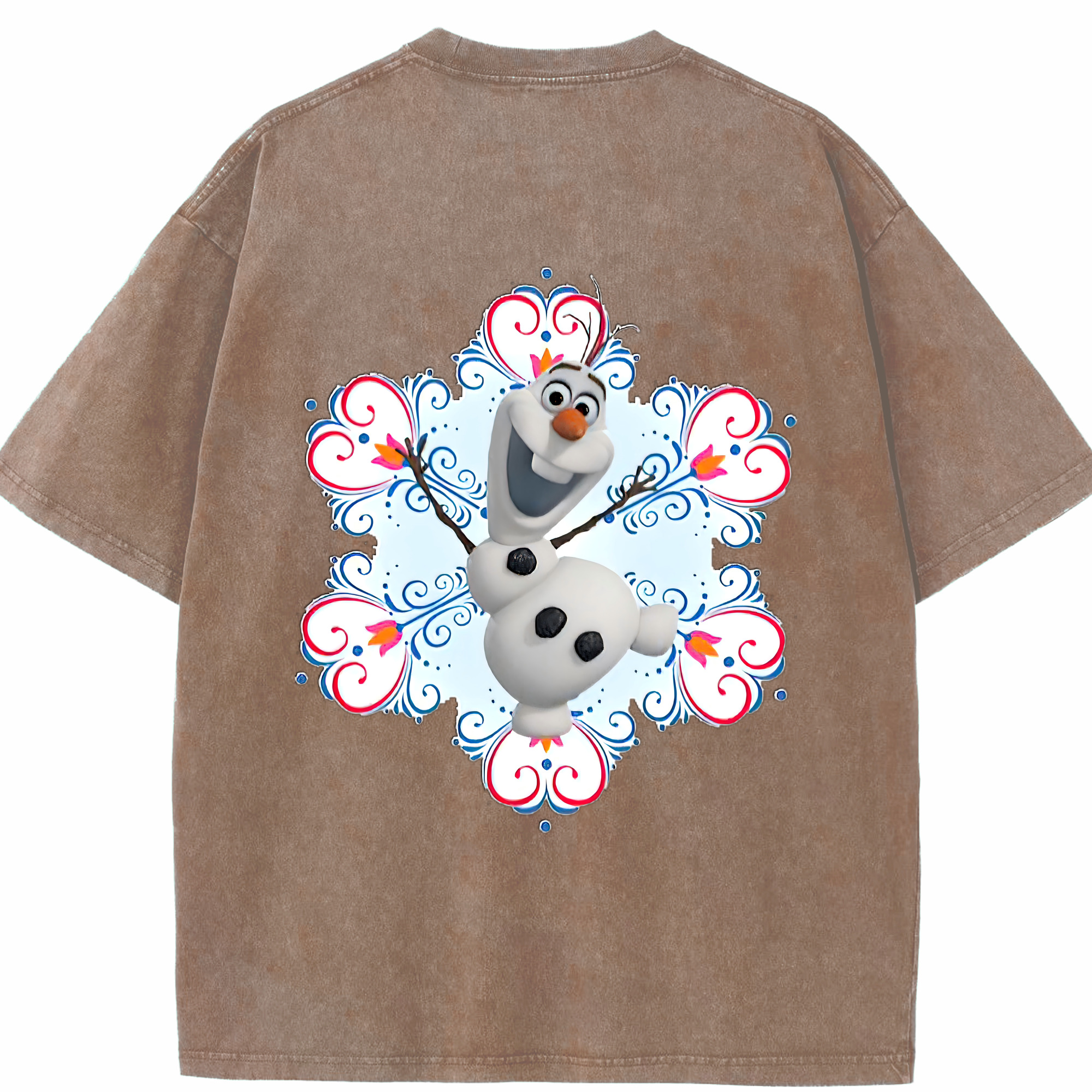 （画像用） アナと雪の女王 アンナ エルサ Frozen Anna Elsa 綿100% ヴィンテージ風 半袖Tシャツ（背面プリント）