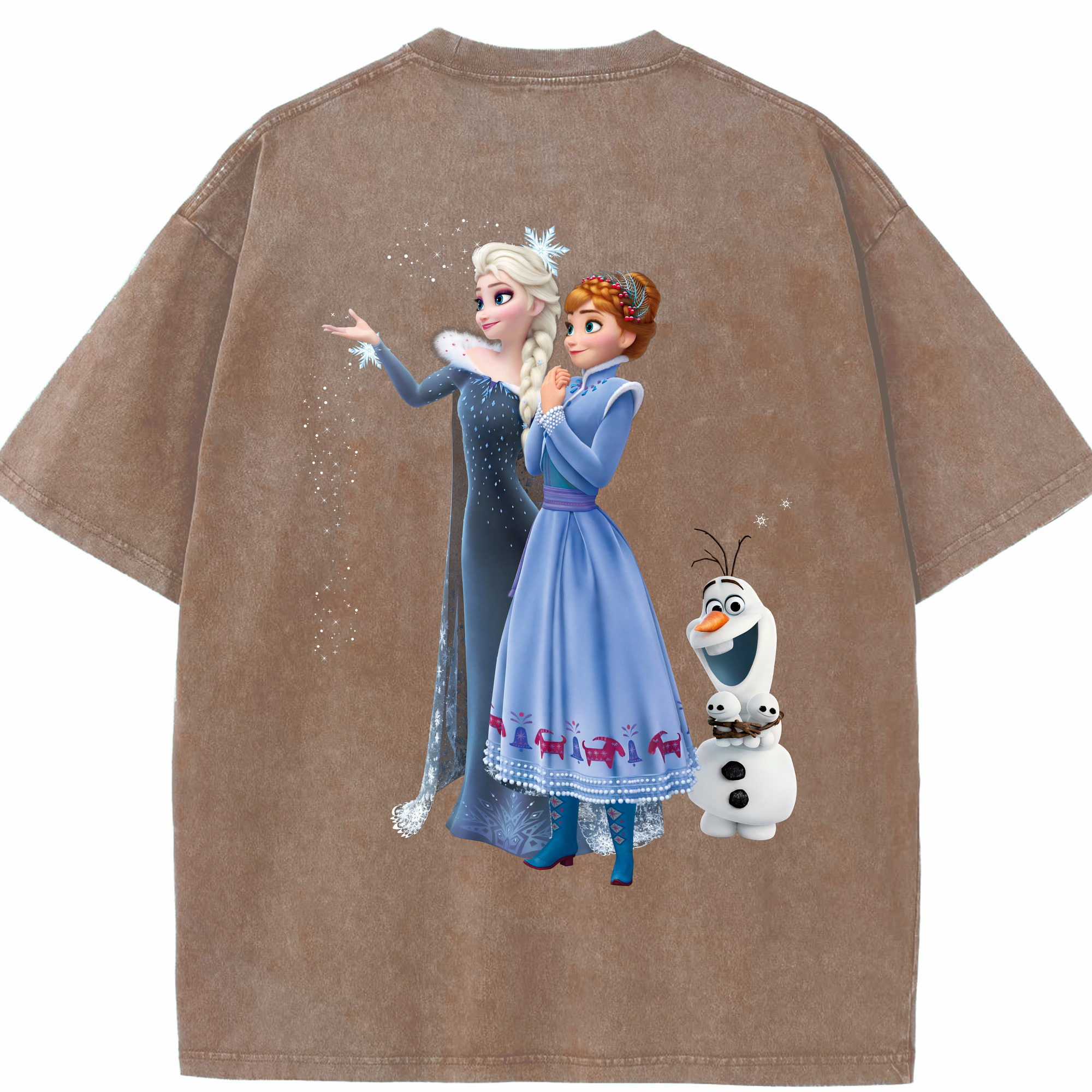 （画像用） アナと雪の女王 アンナ エルサ Frozen Anna Elsa 綿100% ヴィンテージ風 半袖Tシャツ（背面プリント）
