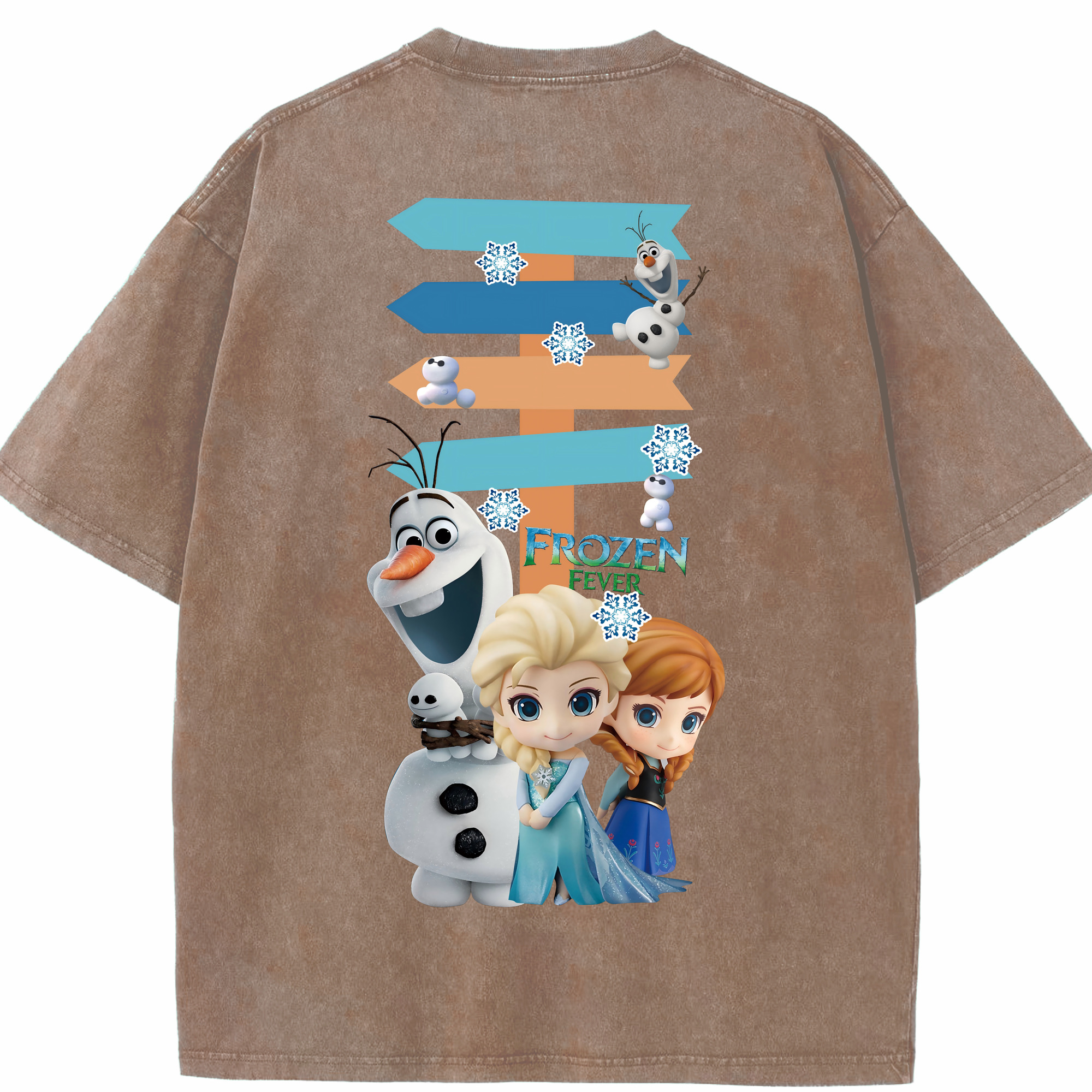 （画像用） アナと雪の女王 アンナ エルサ Frozen Anna Elsa 綿100% ヴィンテージ風 半袖Tシャツ（背面プリント）