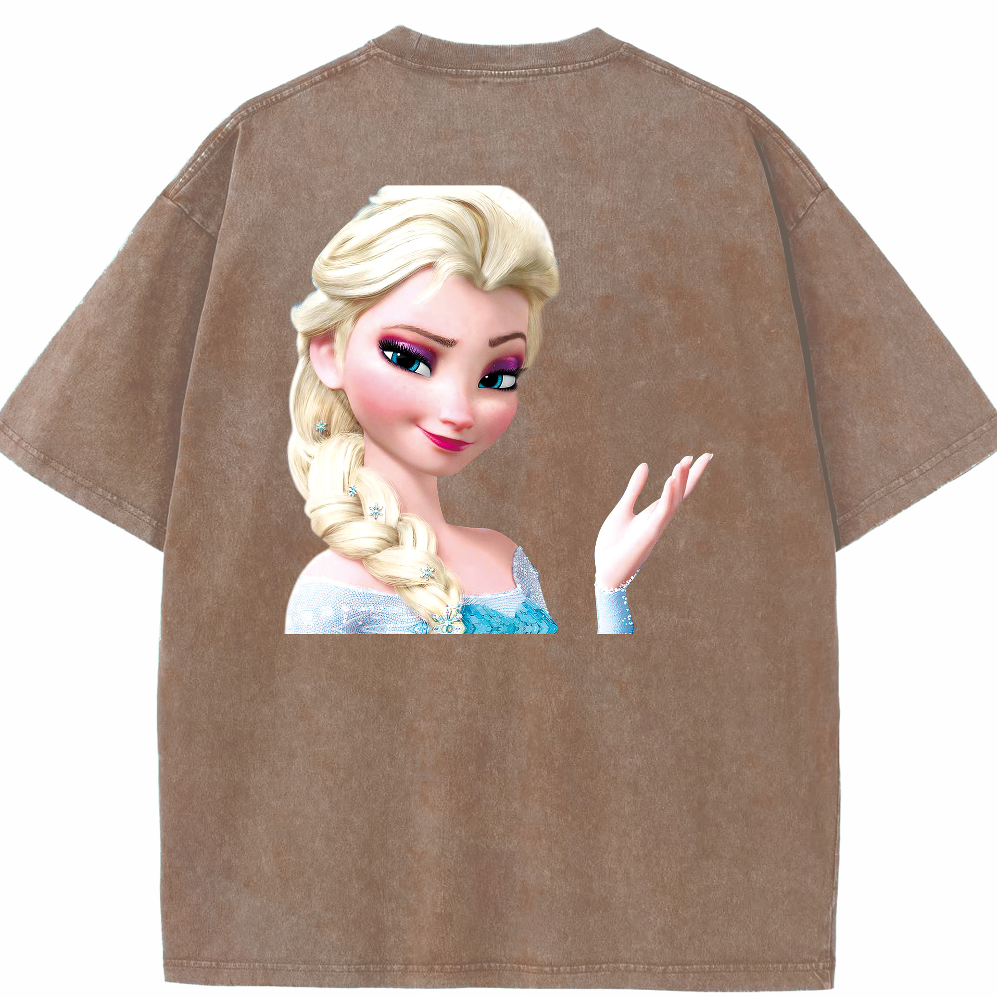 （画像用） アナと雪の女王 アンナ エルサ Frozen Anna Elsa 綿100% ヴィンテージ風 半袖Tシャツ（背面プリント）