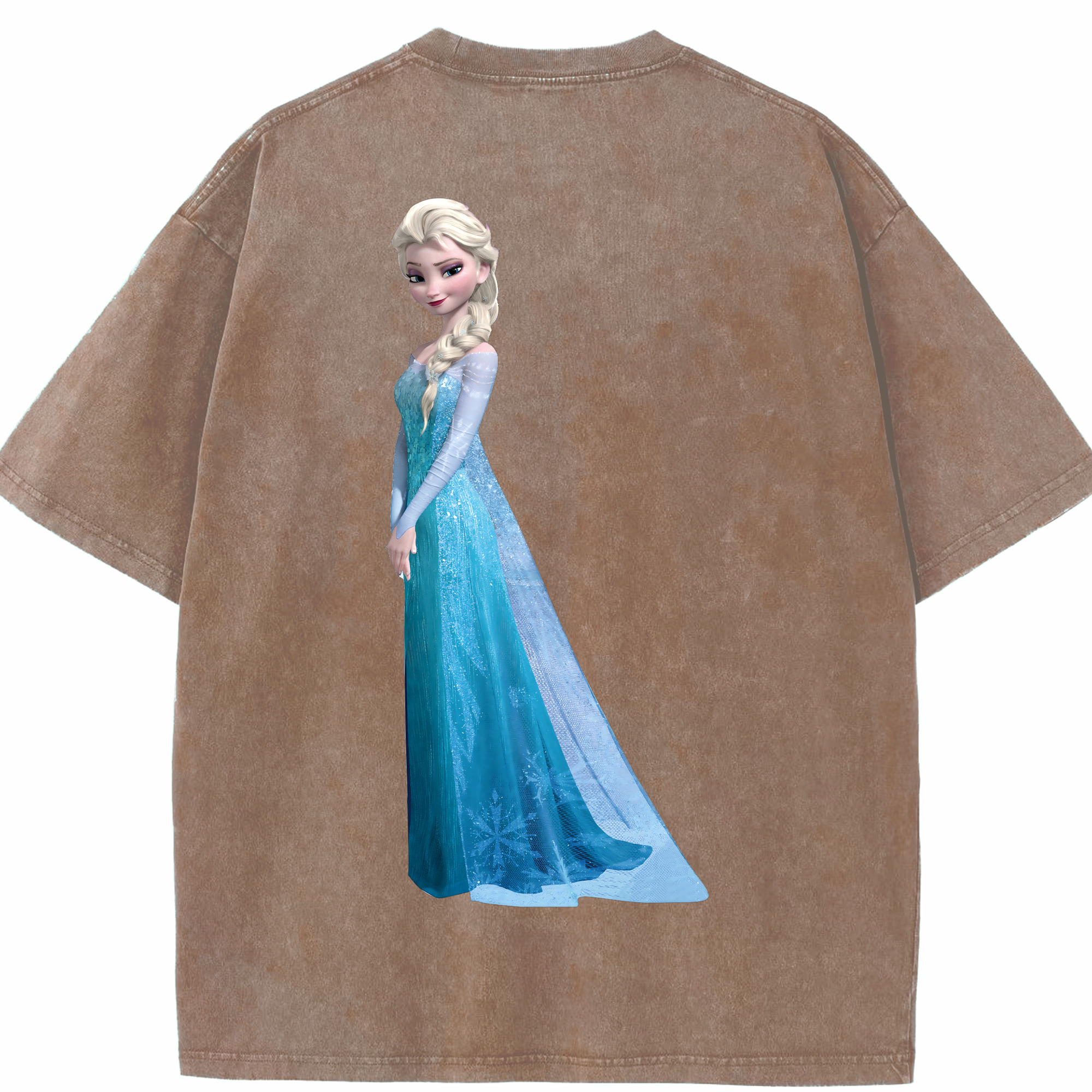 （画像用） アナと雪の女王 アンナ エルサ Frozen Anna Elsa 綿100% ヴィンテージ風 半袖Tシャツ（背面プリント）