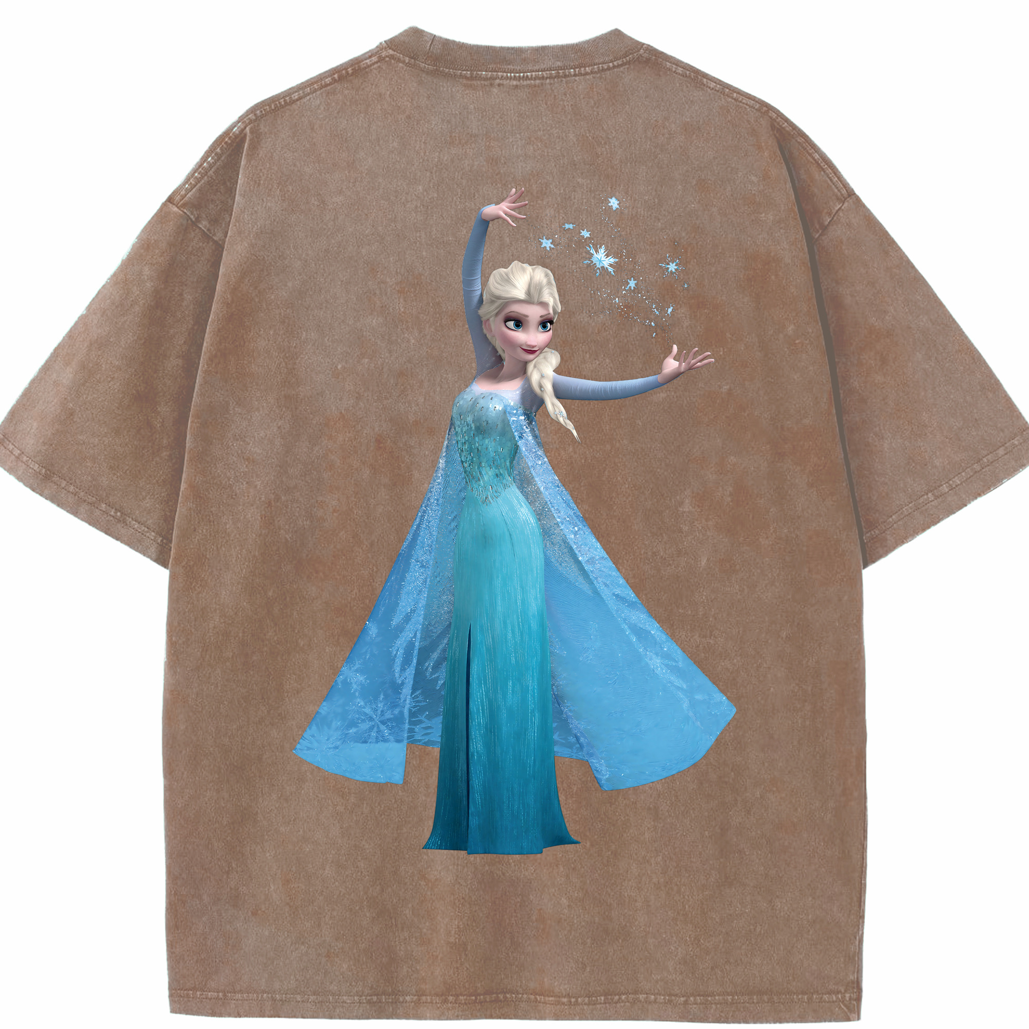（画像用） アナと雪の女王 アンナ エルサ Frozen Anna Elsa 綿100% ヴィンテージ風 半袖Tシャツ（背面プリント）