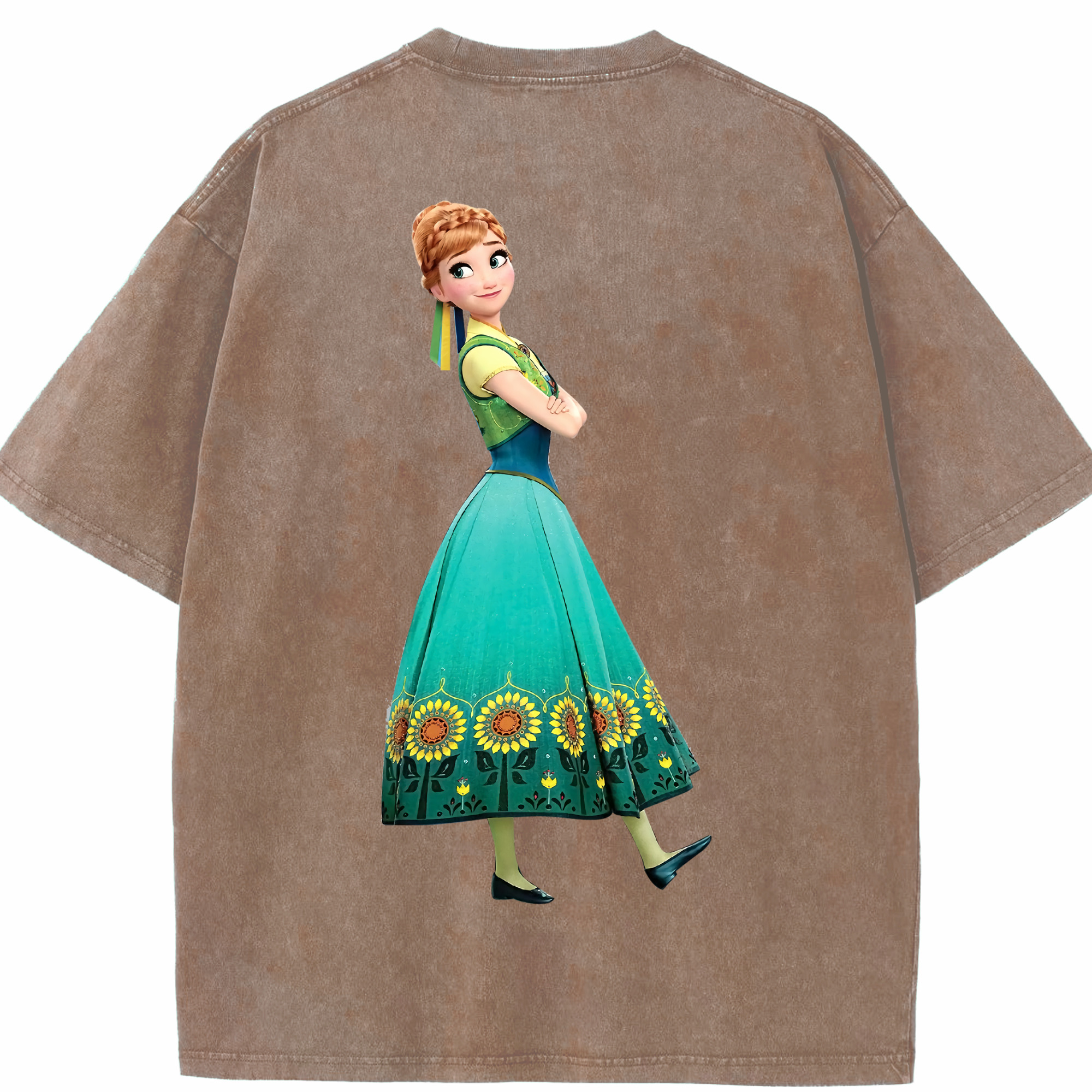 （画像用） アナと雪の女王 アンナ エルサ Frozen Anna Elsa 綿100% ヴィンテージ風 半袖Tシャツ（背面プリント）