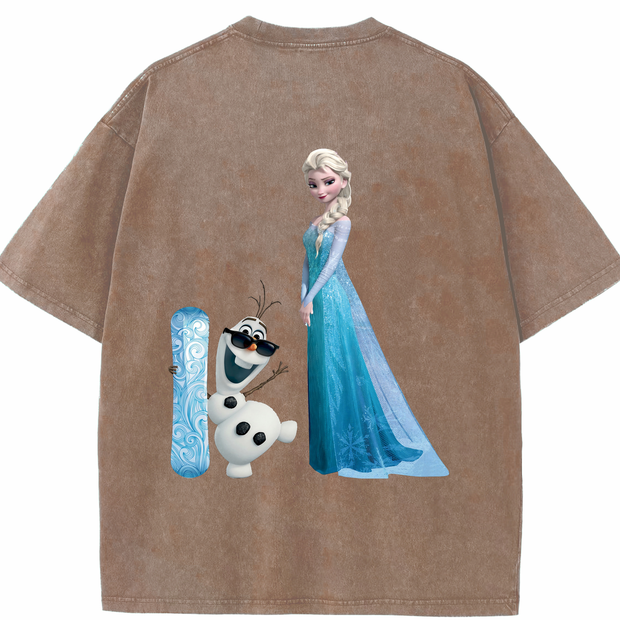 アナと雪の女王 アンナ エルサ Frozen Anna Elsa 綿100% ヴィンテージ風 半袖Tシャツ（背面プリント）