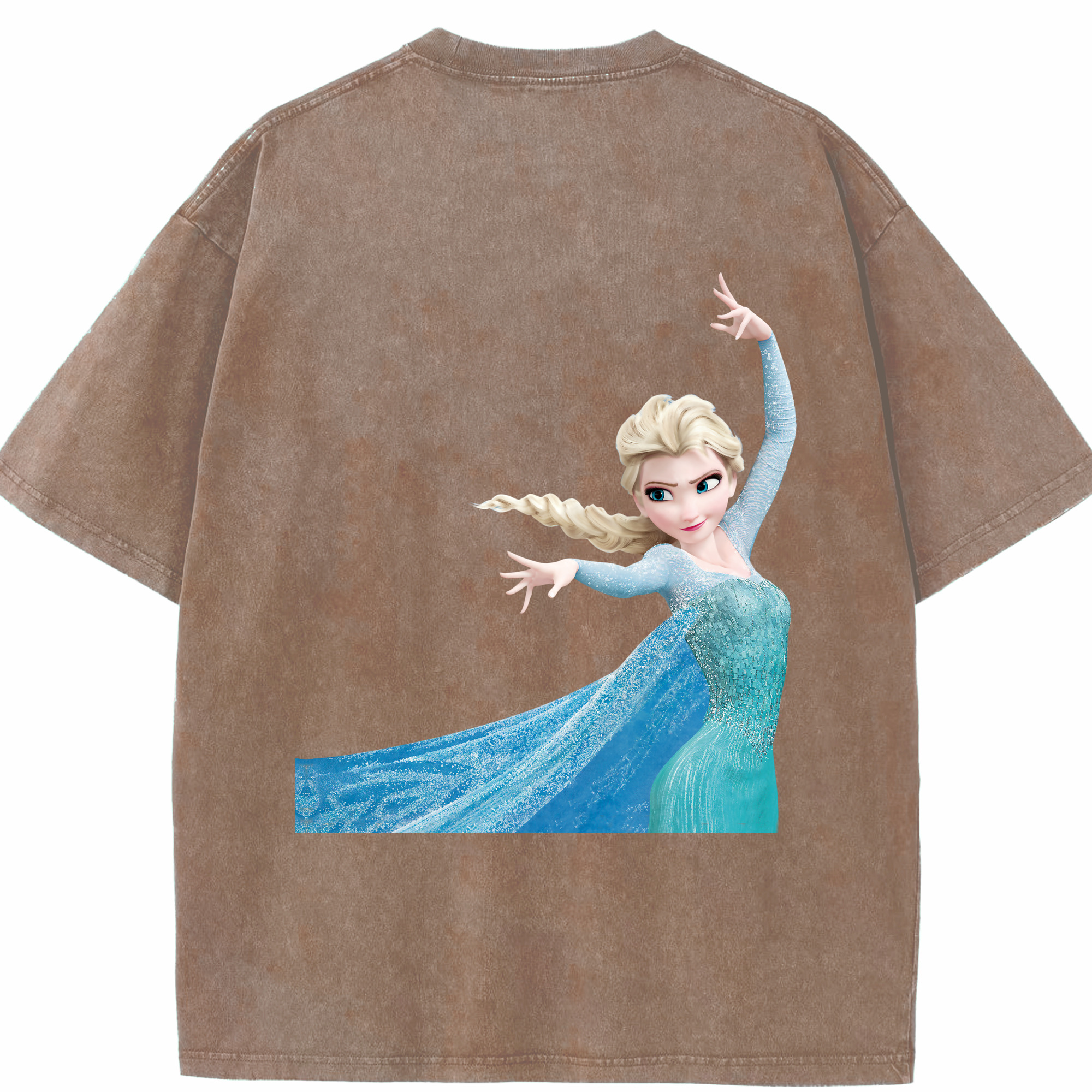 （画像用） アナと雪の女王 アンナ エルサ Frozen Anna Elsa 綿100% ヴィンテージ風 半袖Tシャツ（背面プリント）
