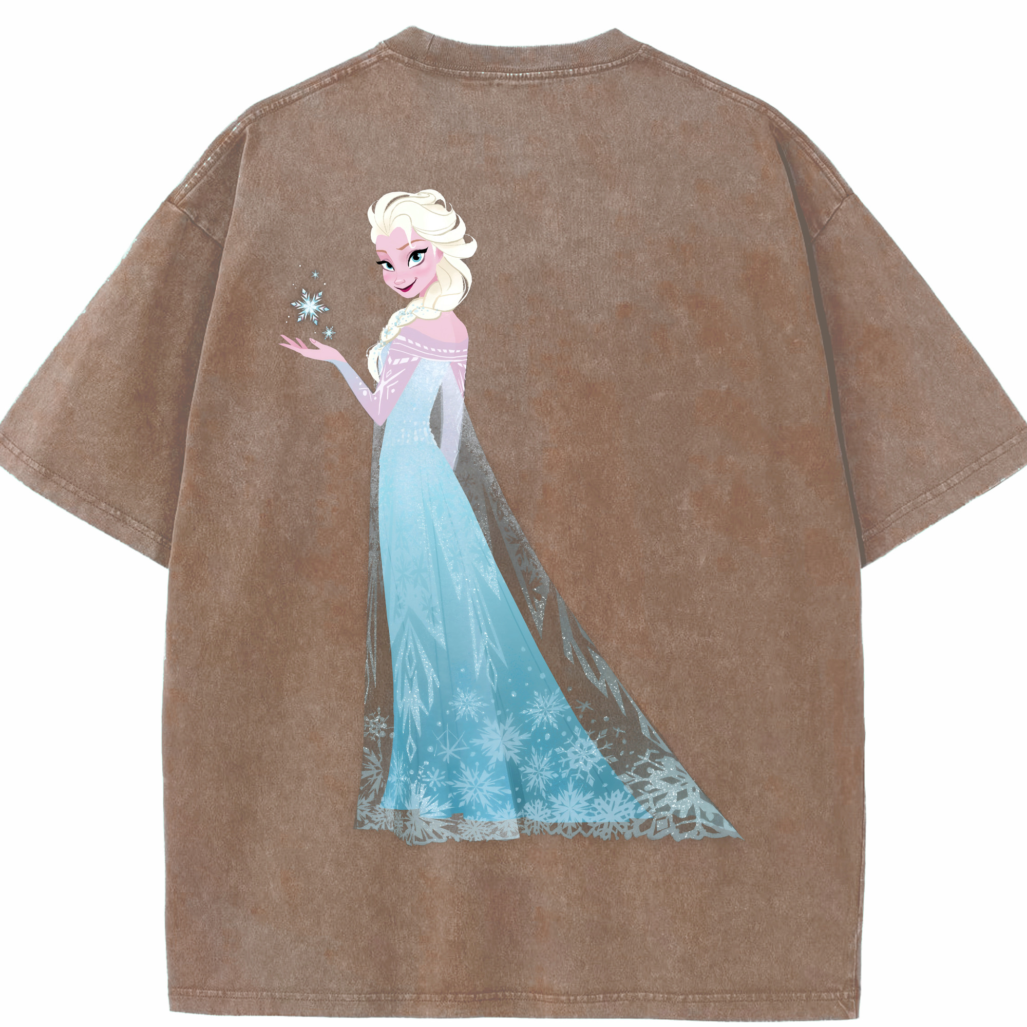 （画像用） アナと雪の女王 アンナ エルサ Frozen Anna Elsa 綿100% ヴィンテージ風 半袖Tシャツ（背面プリント）