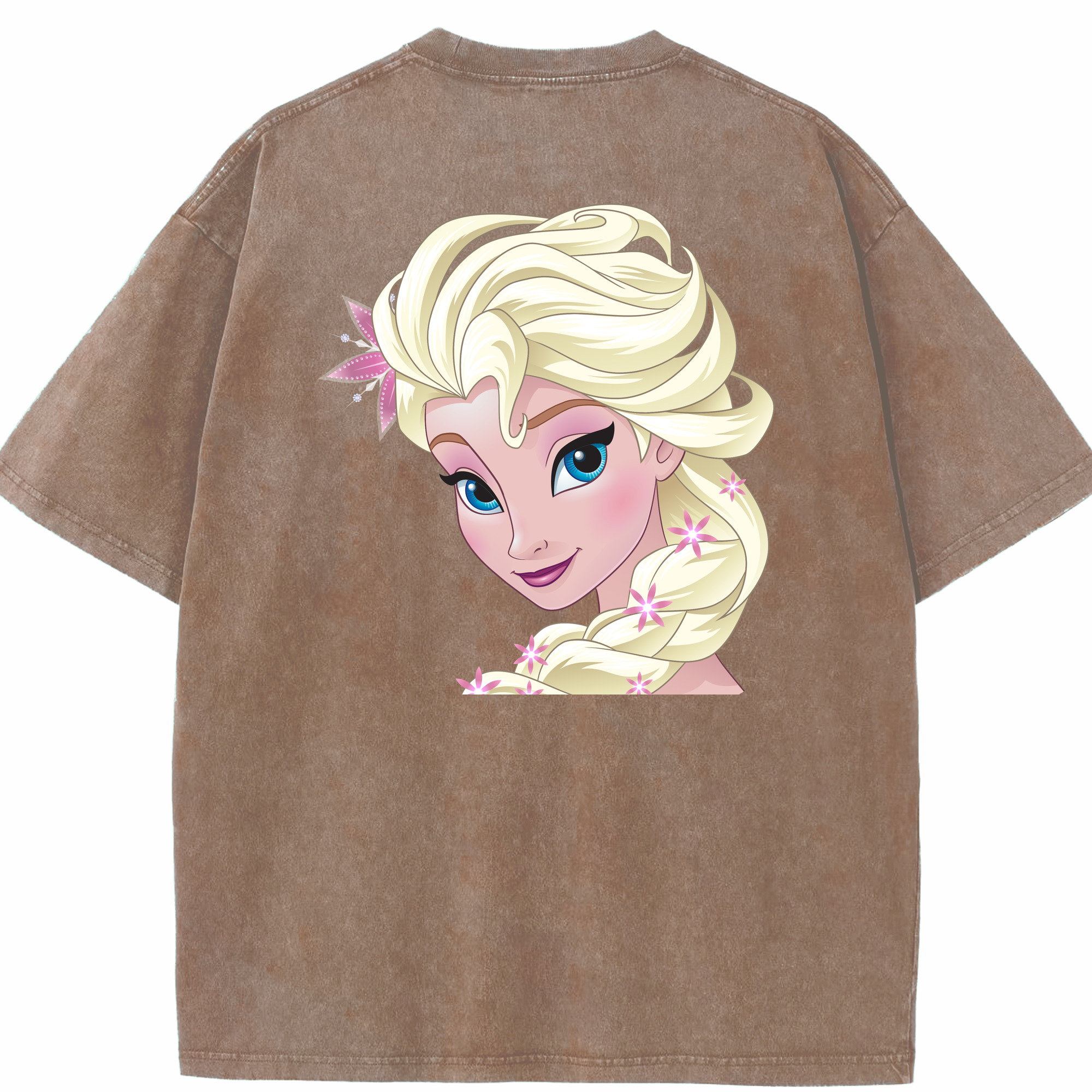 （画像用） アナと雪の女王 アンナ エルサ Frozen Anna Elsa 綿100% ヴィンテージ風 半袖Tシャツ（背面プリント）
