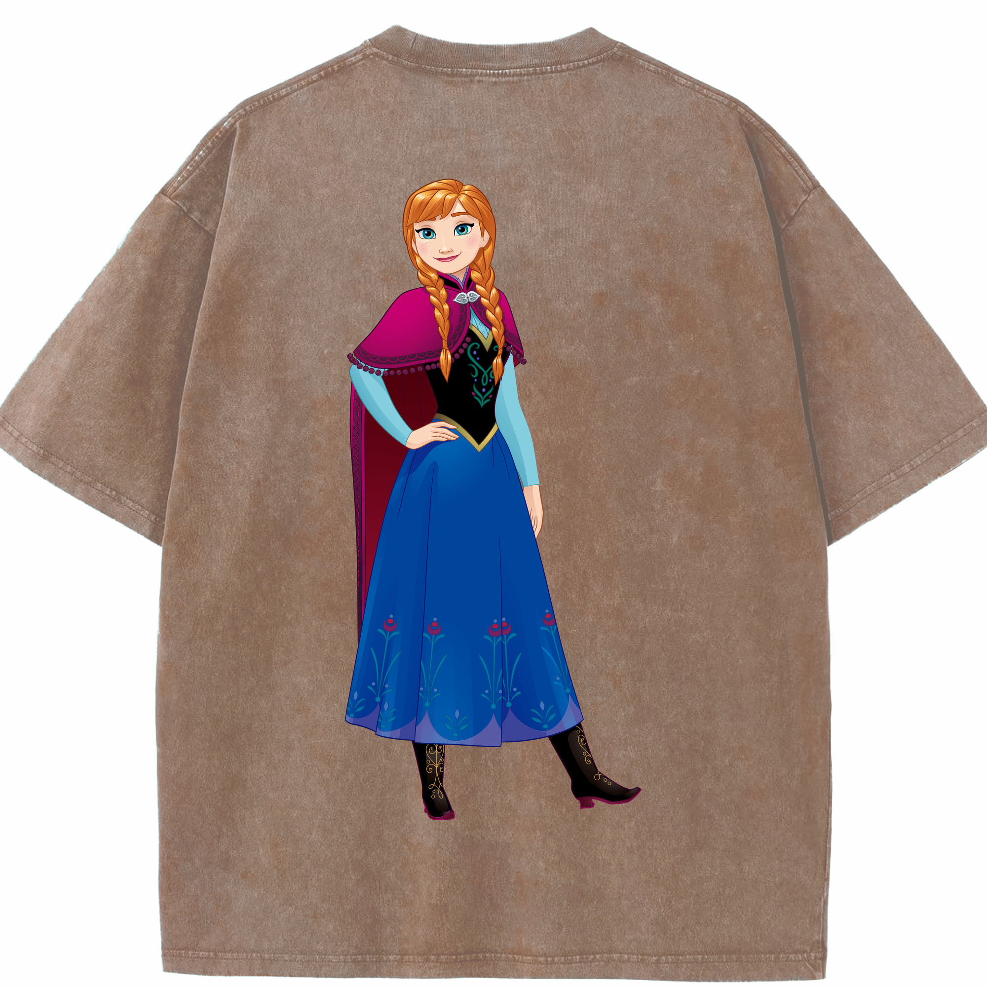 （画像用） アナと雪の女王 アンナ エルサ Frozen Anna Elsa 綿100% ヴィンテージ風 半袖Tシャツ（背面プリント）