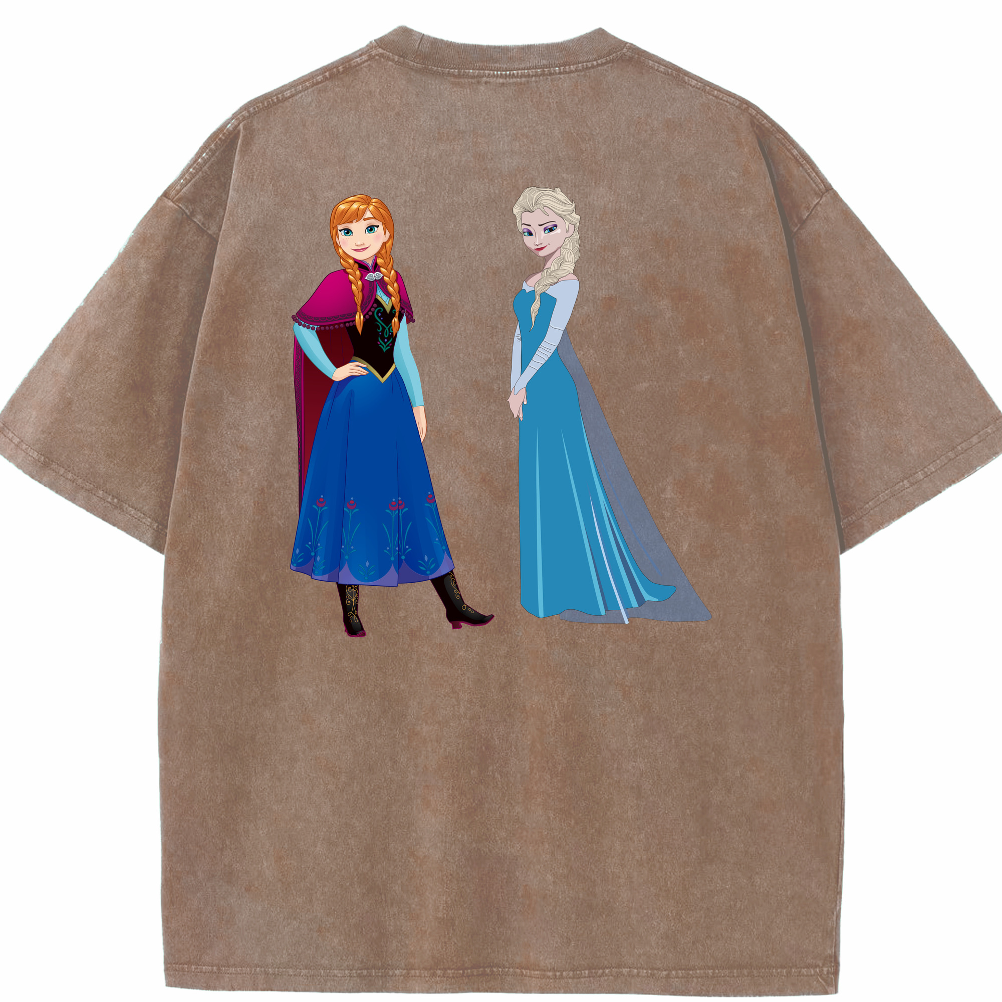 （画像用） アナと雪の女王 アンナ エルサ Frozen Anna Elsa 綿100% ヴィンテージ風 半袖Tシャツ（背面プリント）