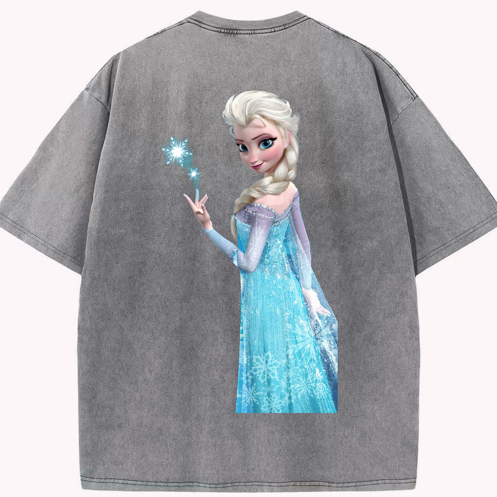 （画像用） アナと雪の女王 アンナ エルサ Frozen Anna Elsa 綿100% ヴィンテージ風 半袖Tシャツ（背面プリント）