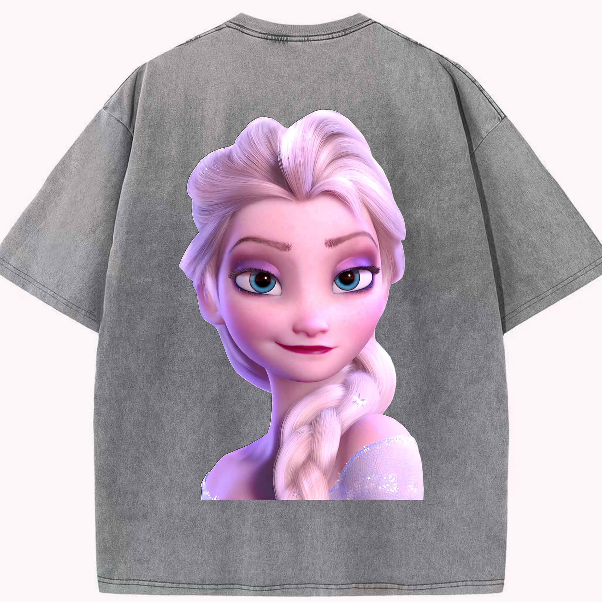 （画像用） アナと雪の女王 アンナ エルサ Frozen Anna Elsa 綿100% ヴィンテージ風 半袖Tシャツ（背面プリント）