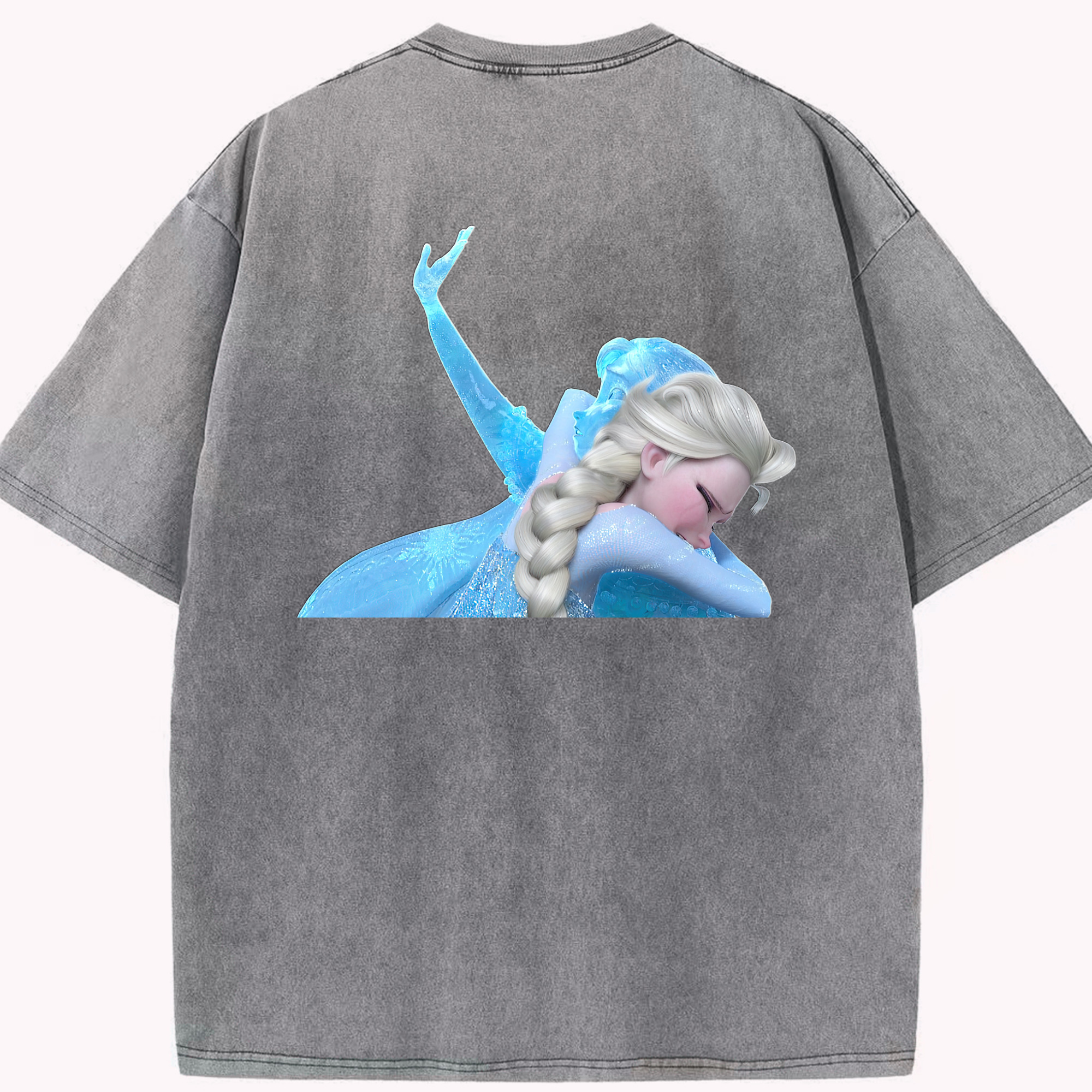 （画像用） アナと雪の女王 アンナ エルサ Frozen Anna Elsa 綿100% ヴィンテージ風 半袖Tシャツ（背面プリント）