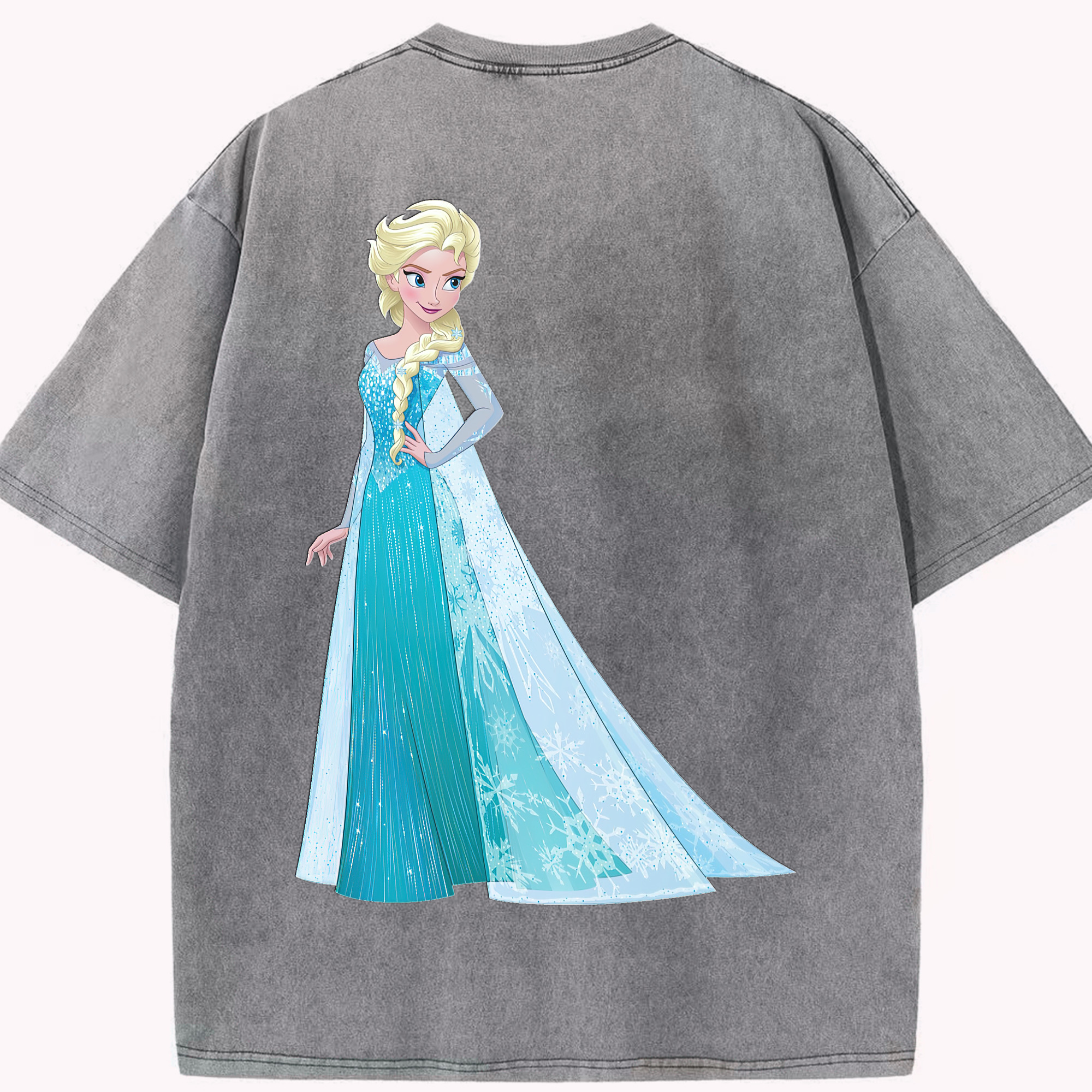 （画像用） アナと雪の女王 アンナ エルサ Frozen Anna Elsa 綿100% ヴィンテージ風 半袖Tシャツ（背面プリント）