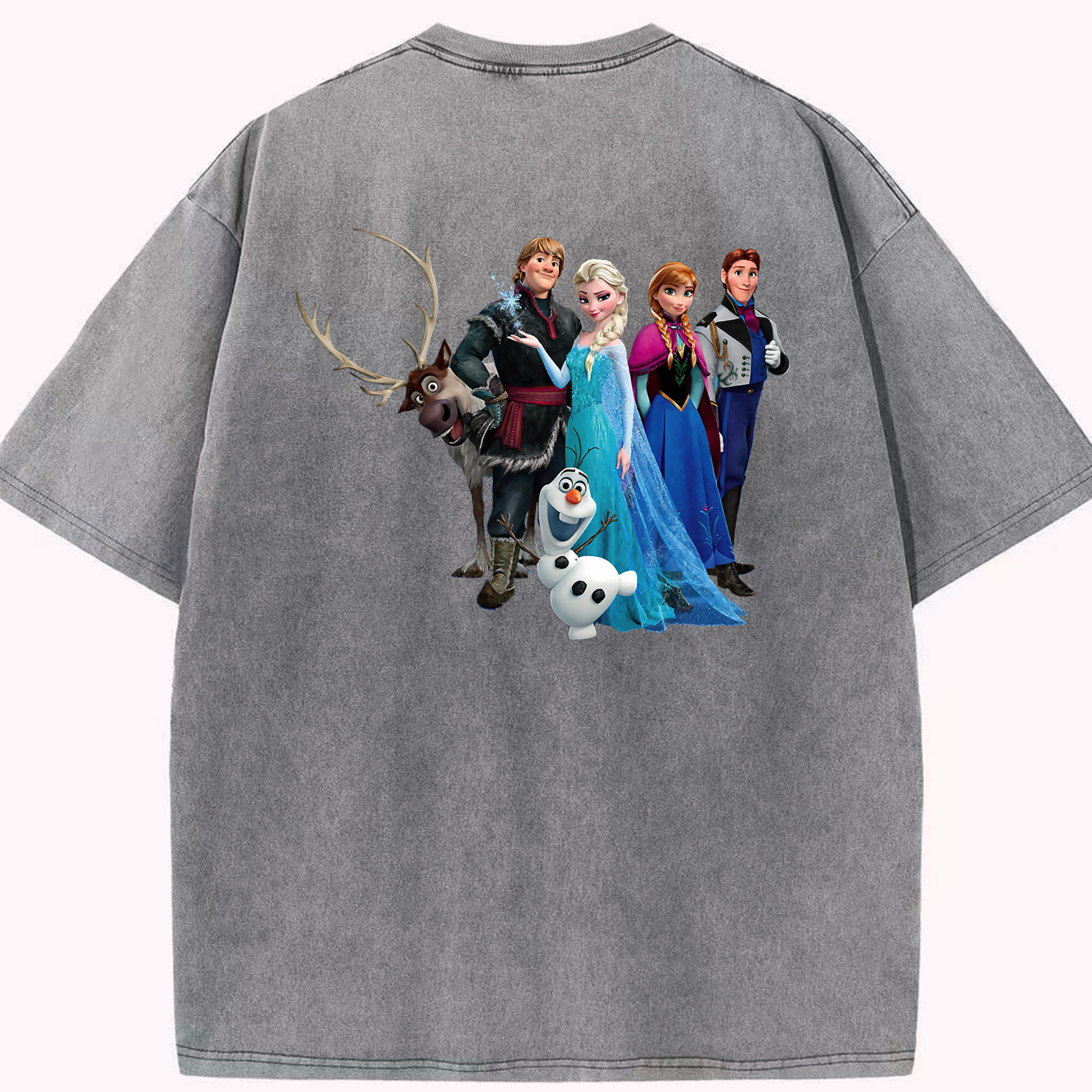 （画像用） アナと雪の女王 アンナ エルサ Frozen Anna Elsa 綿100% ヴィンテージ風 半袖Tシャツ（背面プリント）