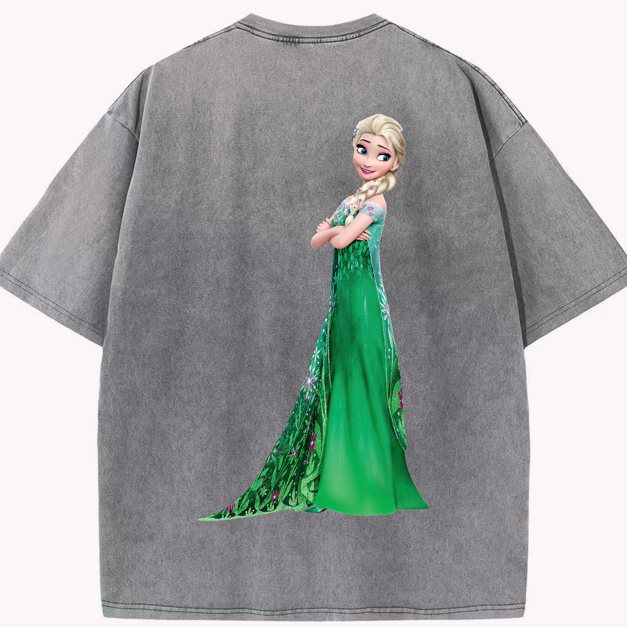（画像用） アナと雪の女王 アンナ エルサ Frozen Anna Elsa 綿100% ヴィンテージ風 半袖Tシャツ（背面プリント）