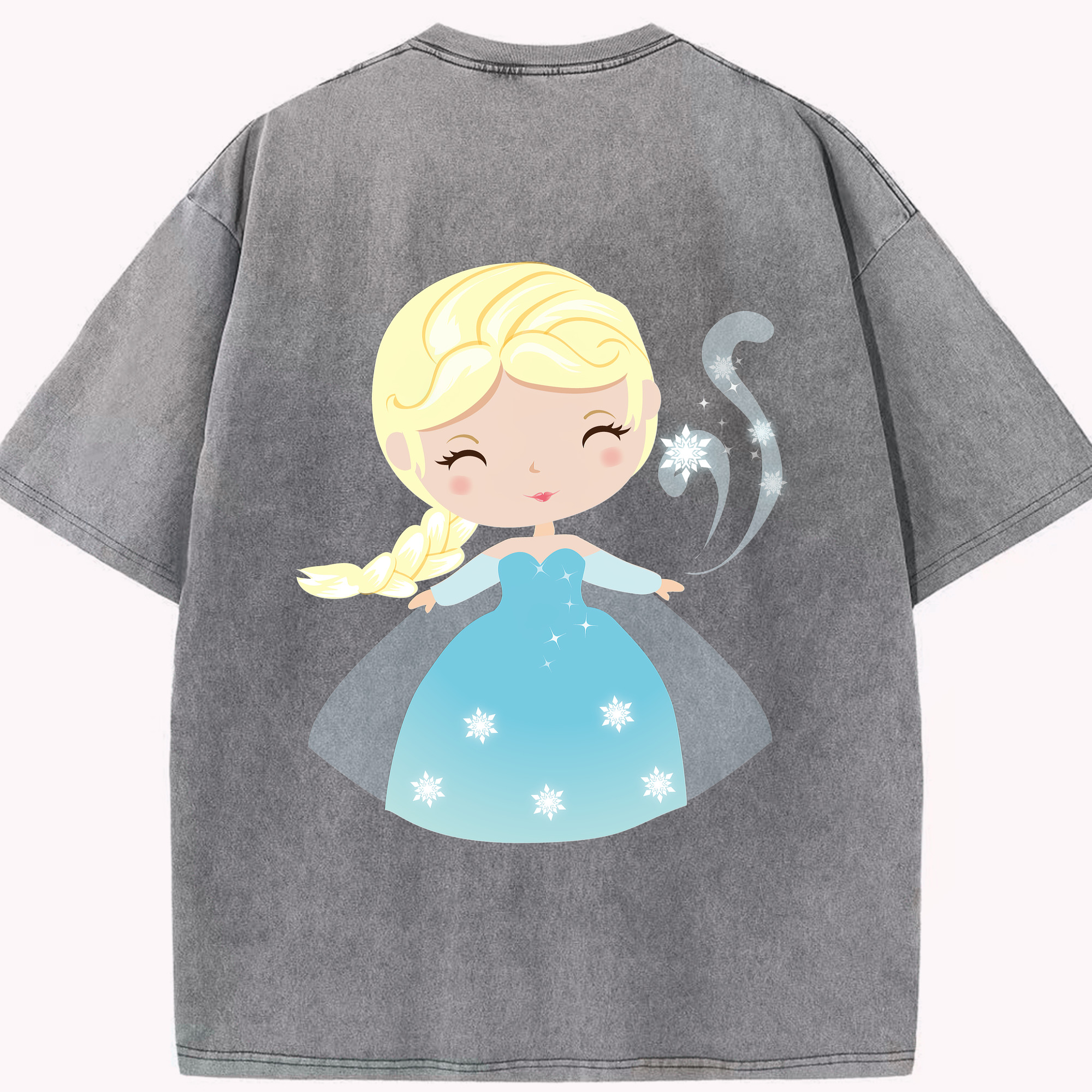 （画像用） アナと雪の女王 アンナ エルサ Frozen Anna Elsa 綿100% ヴィンテージ風 半袖Tシャツ（背面プリント）