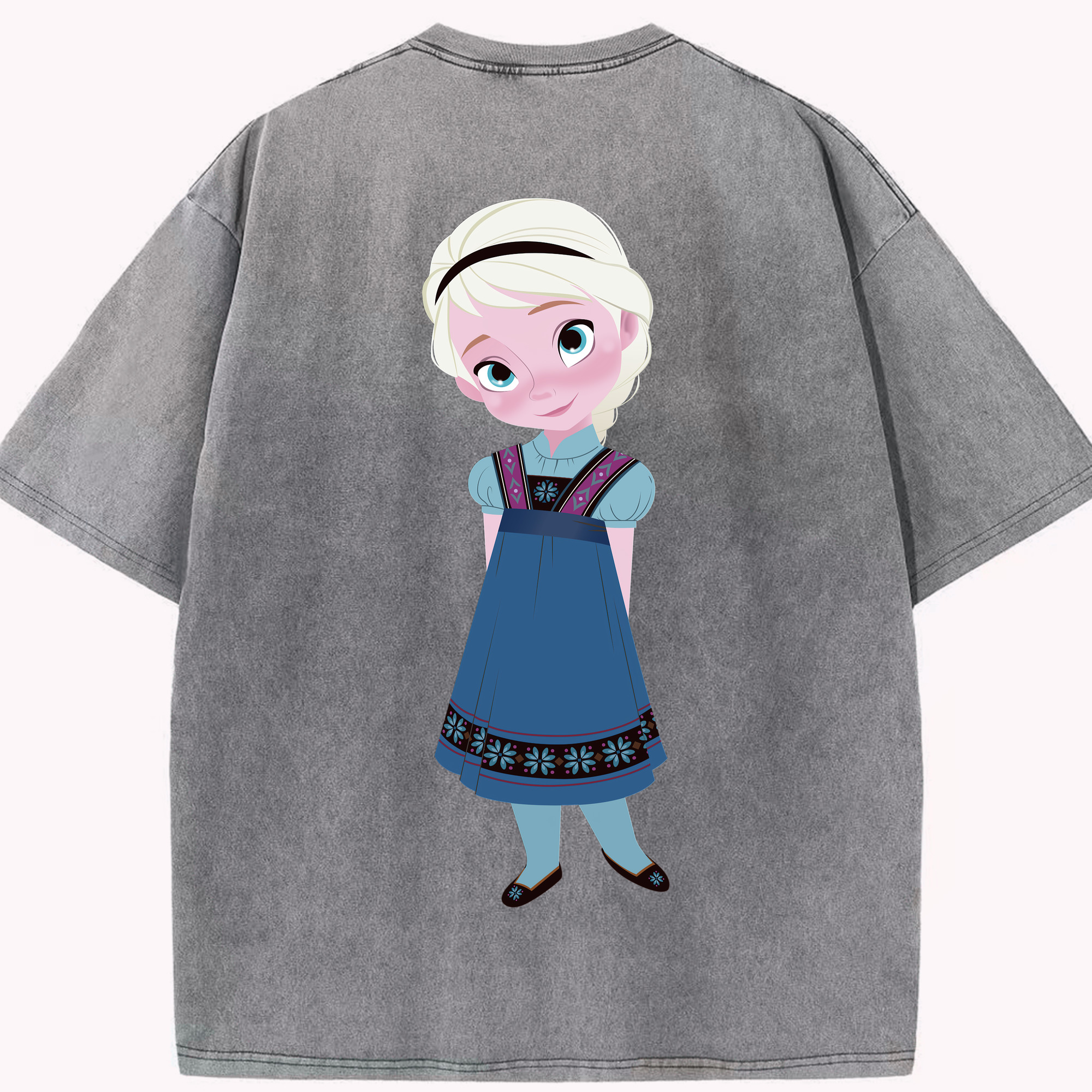（画像用） アナと雪の女王 アンナ エルサ Frozen Anna Elsa 綿100% ヴィンテージ風 半袖Tシャツ（背面プリント）