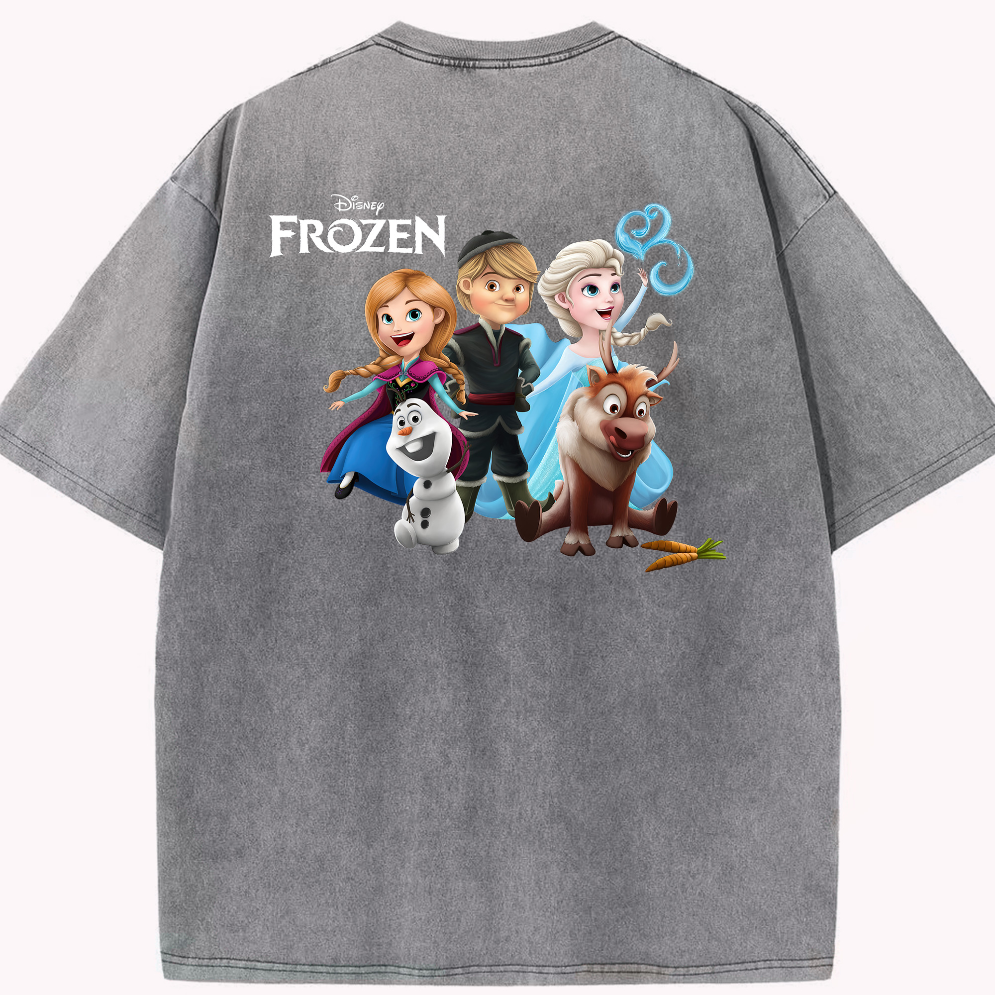 （画像用） アナと雪の女王 アンナ エルサ Frozen Anna Elsa 綿100% ヴィンテージ風 半袖Tシャツ（背面プリント）