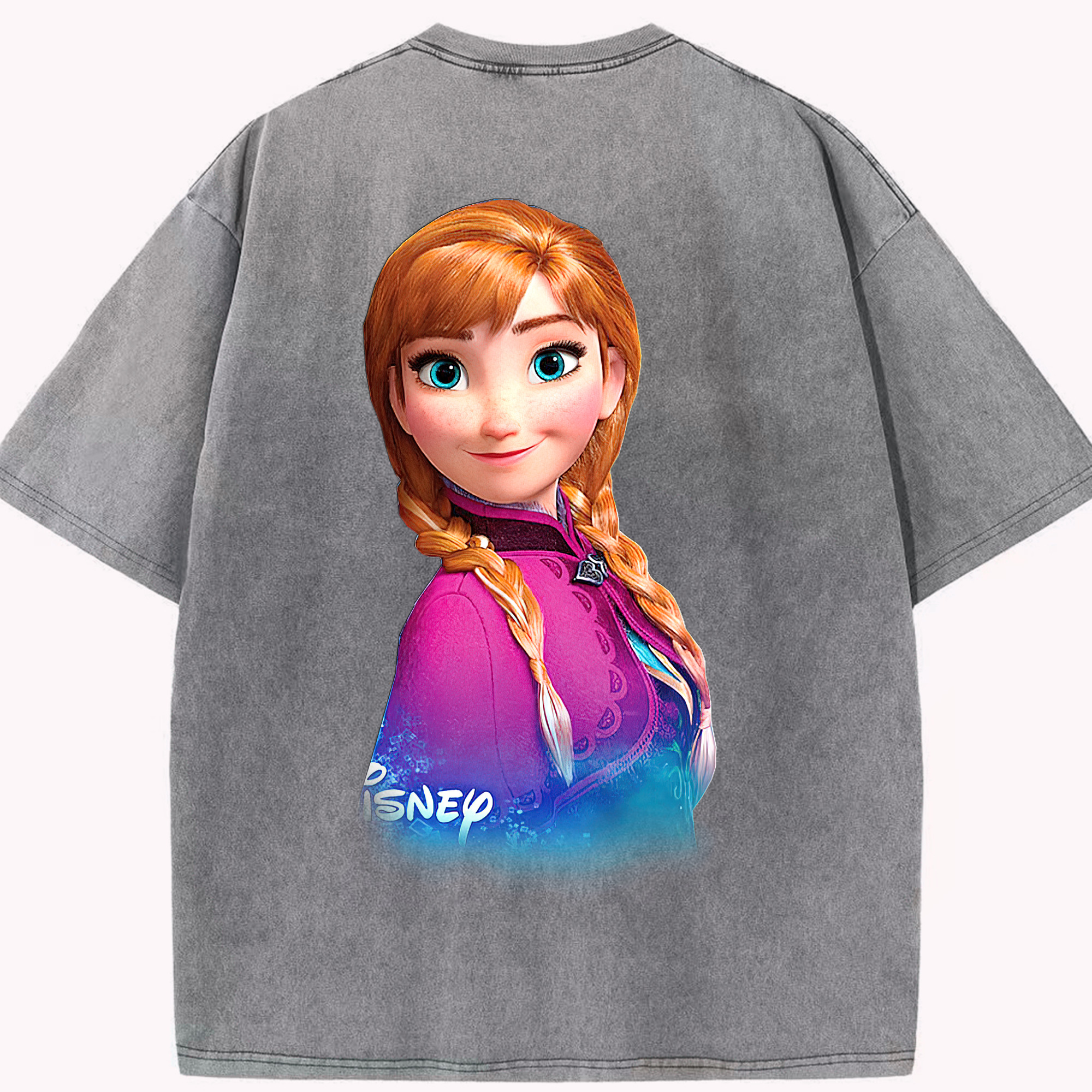 （画像用） アナと雪の女王 アンナ エルサ Frozen Anna Elsa 綿100% ヴィンテージ風 半袖Tシャツ（背面プリント）