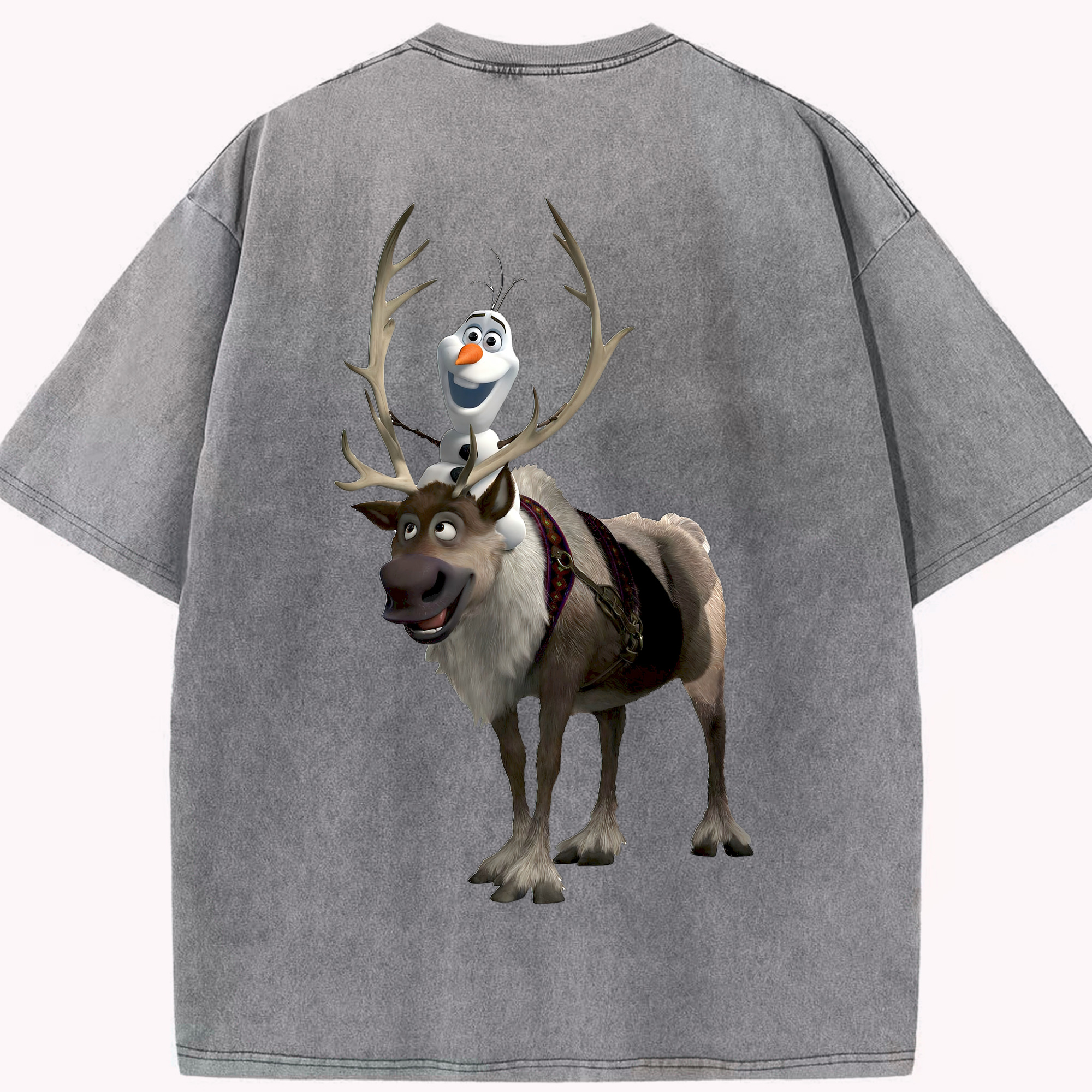 （画像用） アナと雪の女王 アンナ エルサ Frozen Anna Elsa 綿100% ヴィンテージ風 半袖Tシャツ（背面プリント）