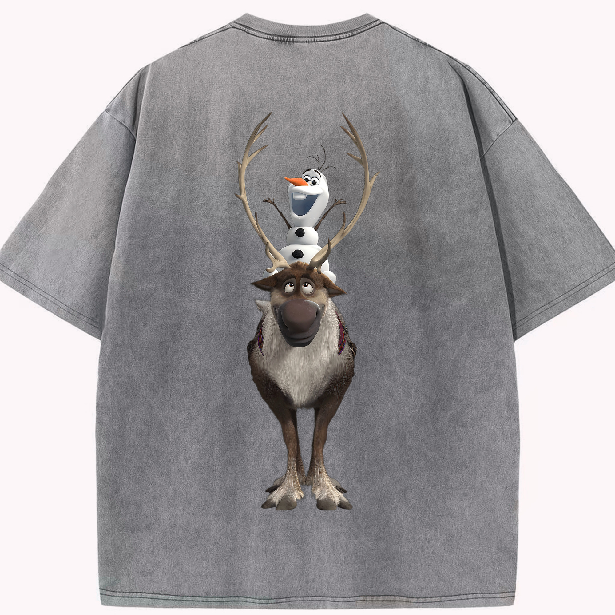 （画像用） アナと雪の女王 アンナ エルサ Frozen Anna Elsa 綿100% ヴィンテージ風 半袖Tシャツ（背面プリント）