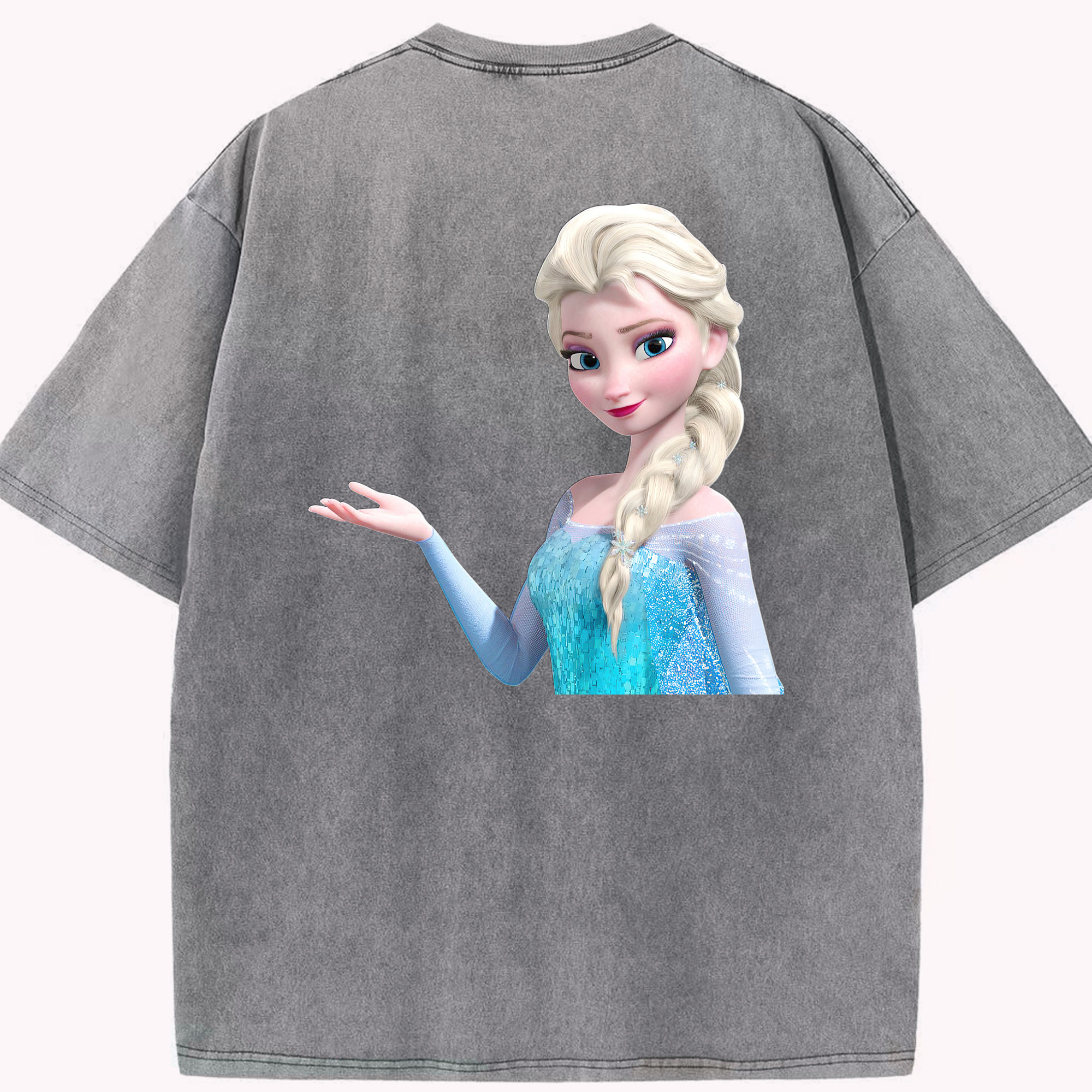 （画像用） アナと雪の女王 アンナ エルサ Frozen Anna Elsa 綿100% ヴィンテージ風 半袖Tシャツ（背面プリント）