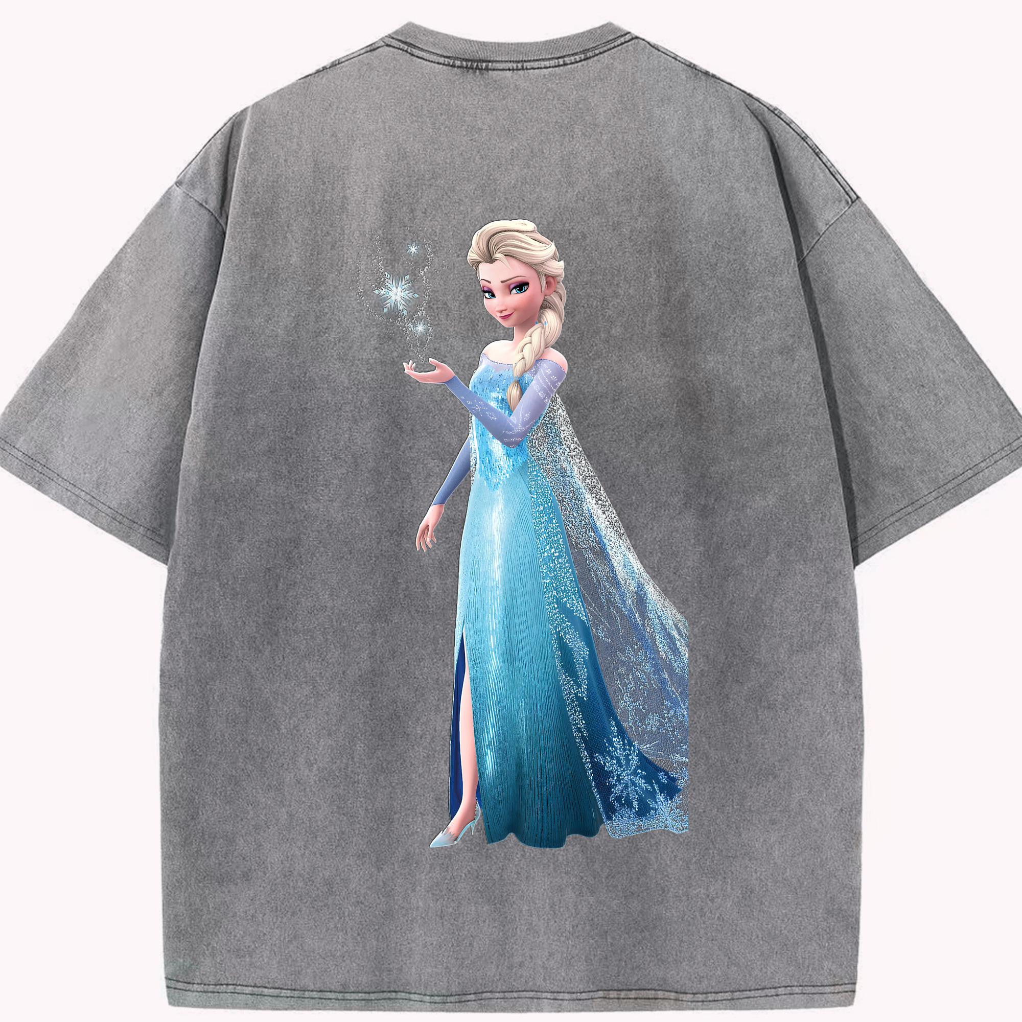 （画像用） アナと雪の女王 アンナ エルサ Frozen Anna Elsa 綿100% ヴィンテージ風 半袖Tシャツ（背面プリント）