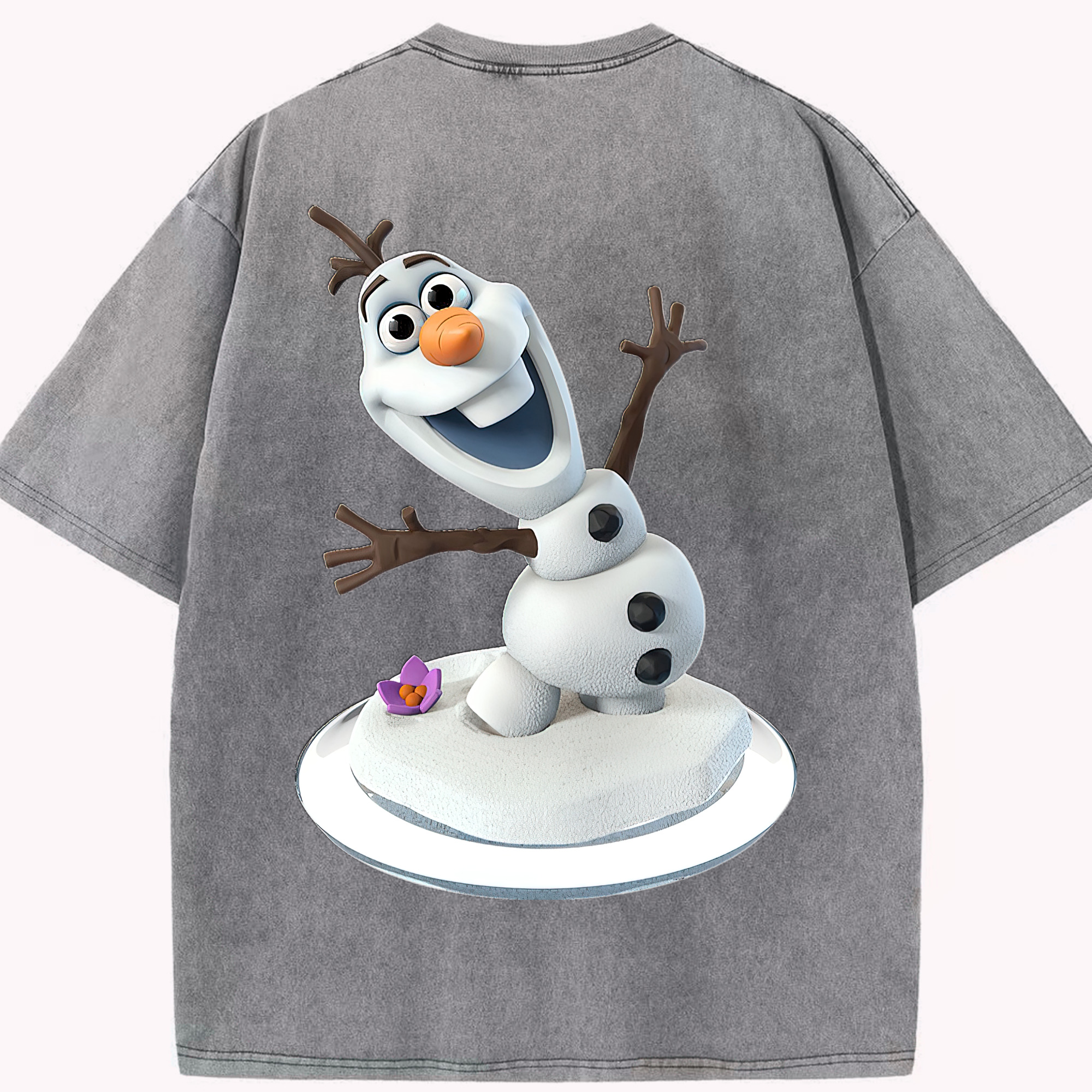 （画像用） アナと雪の女王 アンナ エルサ Frozen Anna Elsa 綿100% ヴィンテージ風 半袖Tシャツ（背面プリント）