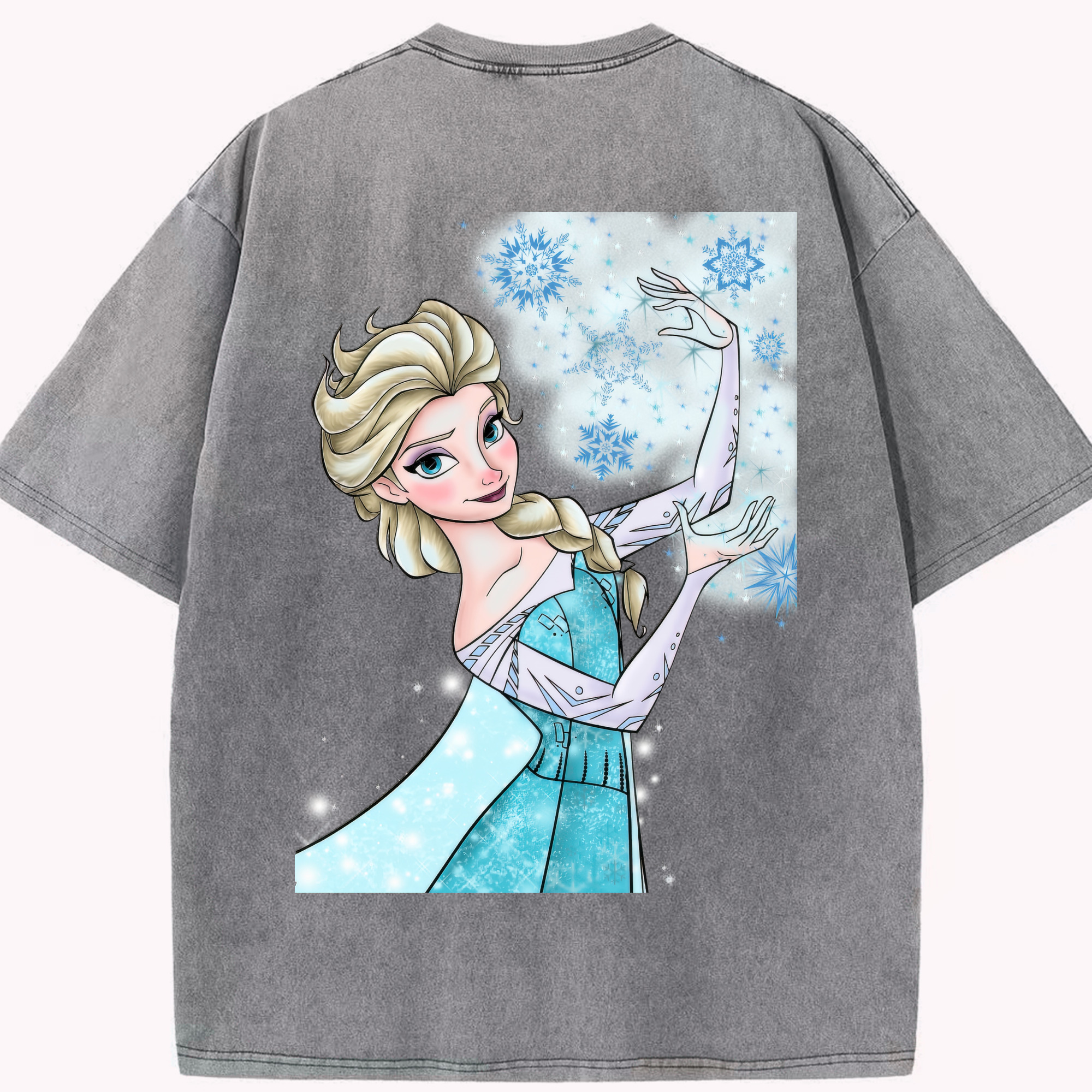 （画像用） アナと雪の女王 アンナ エルサ Frozen Anna Elsa 綿100% ヴィンテージ風 半袖Tシャツ（背面プリント）