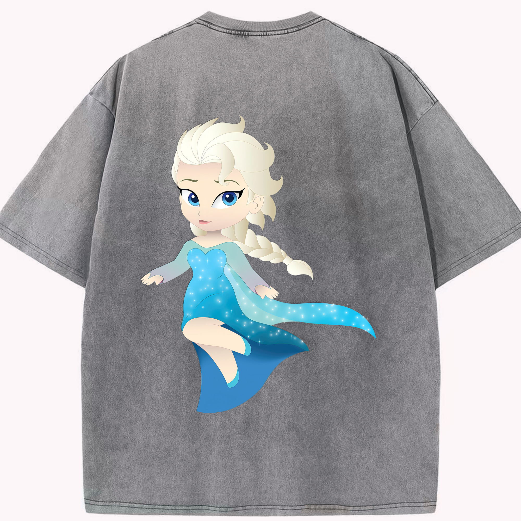 （画像用） アナと雪の女王 アンナ エルサ Frozen Anna Elsa 綿100% ヴィンテージ風 半袖Tシャツ（背面プリント）